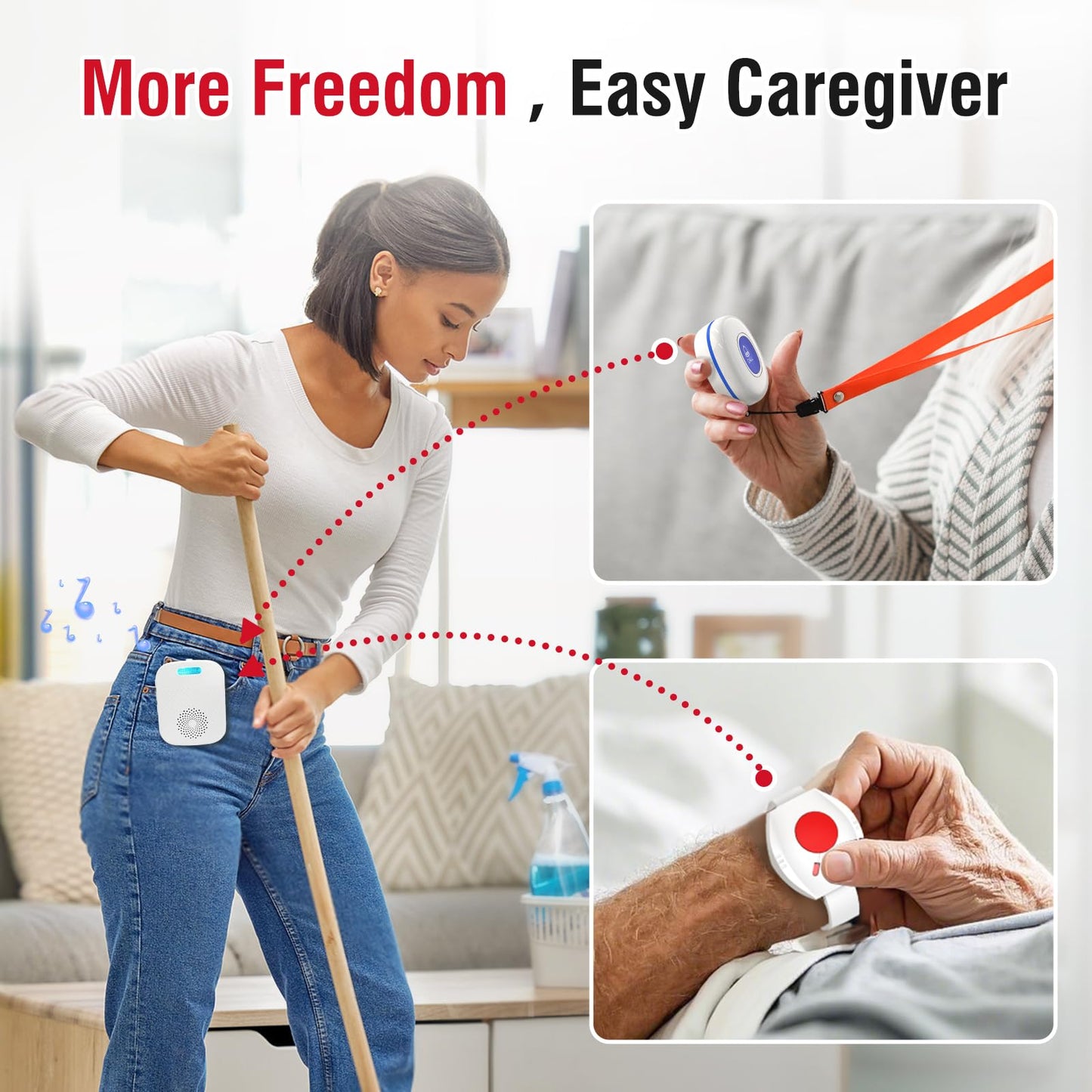 CallToU Caregiver Pager Wireless Call Button for Elderly/Senior,2026 New Version Pager with Vibration & Rechargeable,Nurse Alert System for Home Care Seniors