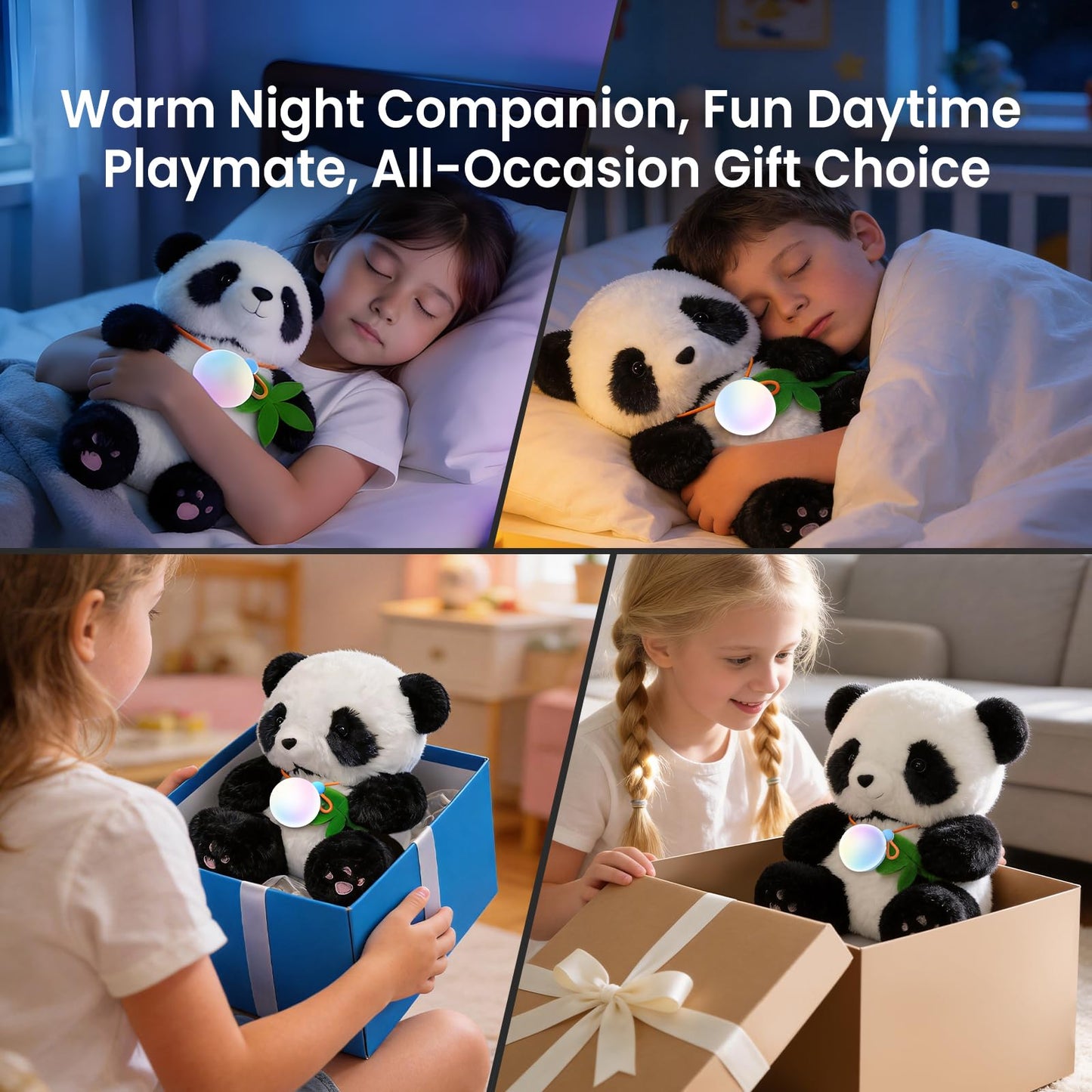Smart AI Plush Toy Panda, Interactive Stuffed Animal for 3+ Kids, Screen-Free Educational Emo Robot with Advanced AI, APP with 16 Characters, Unique Gifts for Girls & Boys.Bedtime Companion