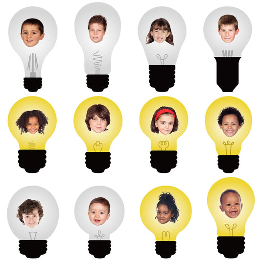 60PCS VBS 2026 Light Bulb Theme Cutouts Religious Light Bulb Bulletin Board Decorations VBS Lightbulb Paper Cut-Outs Classroom Decor for DIY Craft Photo Kindergarten Preschool Wall Door Supplies