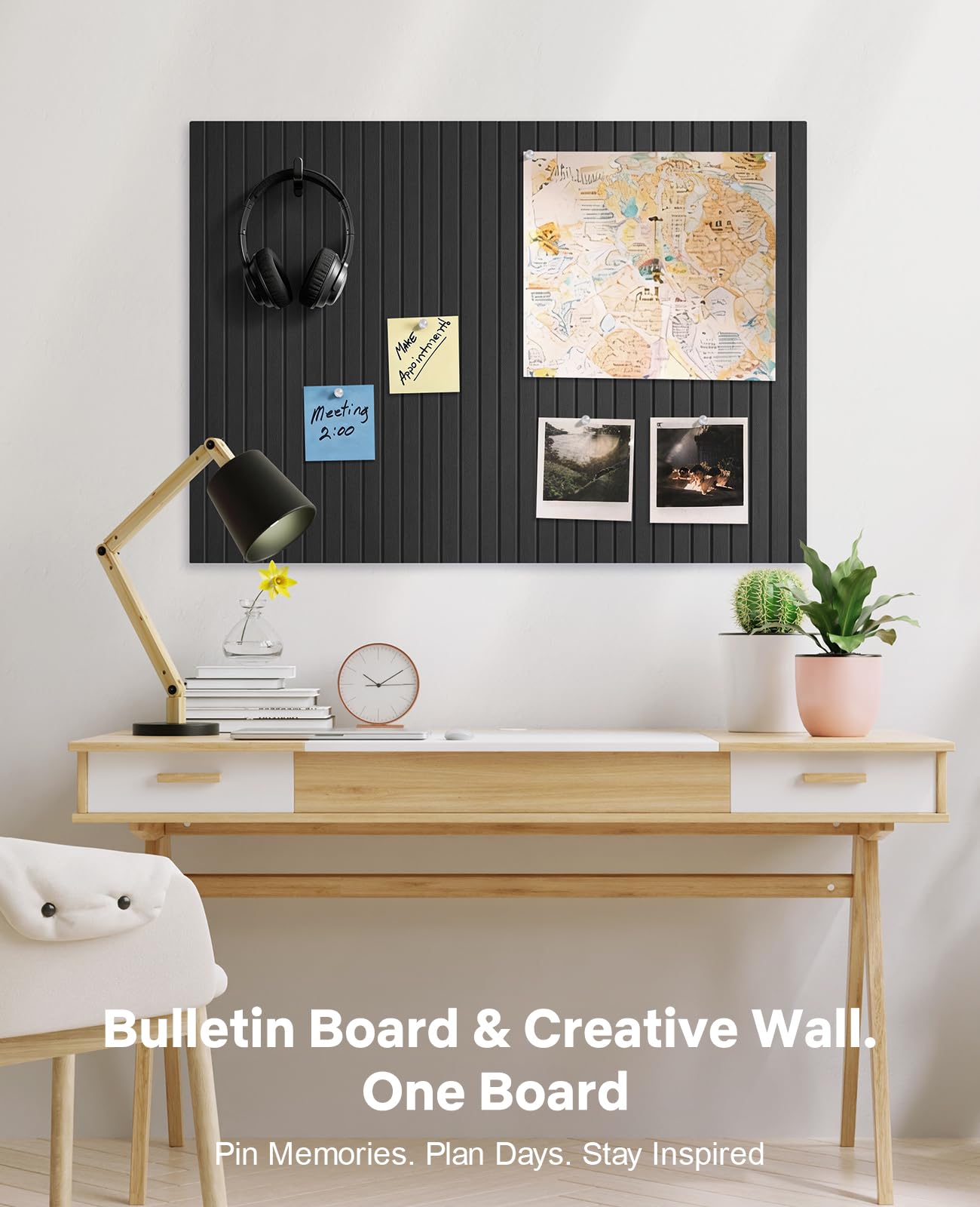 48" x 36" Large Cork Bulletin Board Tiles, Peel and Stick Felt Wall Panels for Vision, Message Center, Picture and Prayer Board for Office, Dorm, Room and Desk Decor(Black)