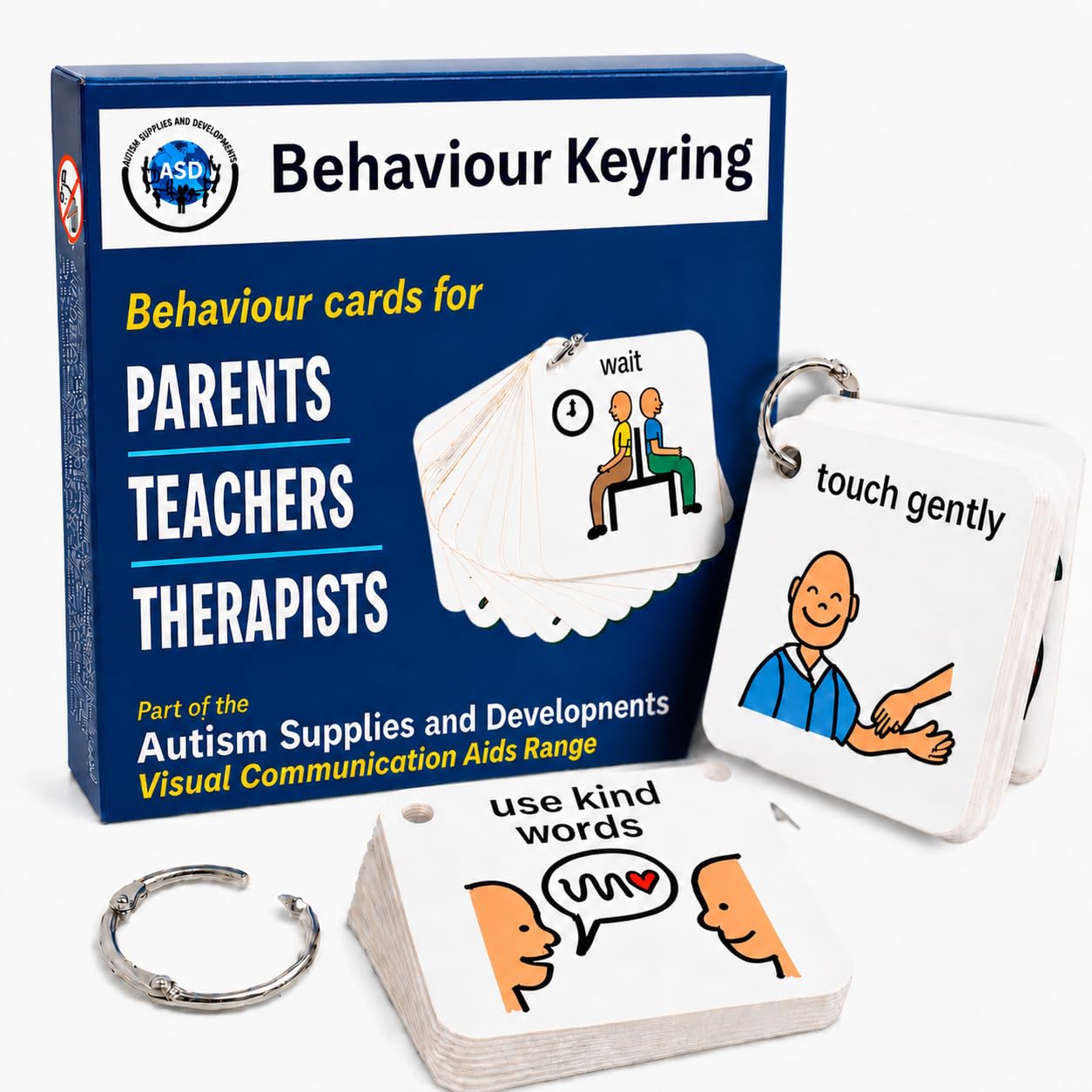 Behavior Keyring Lanyard -ABA Therapy Materials -Premium Plastic Material -Special Education Classroom Supplies -Autism Learning Materials (English)