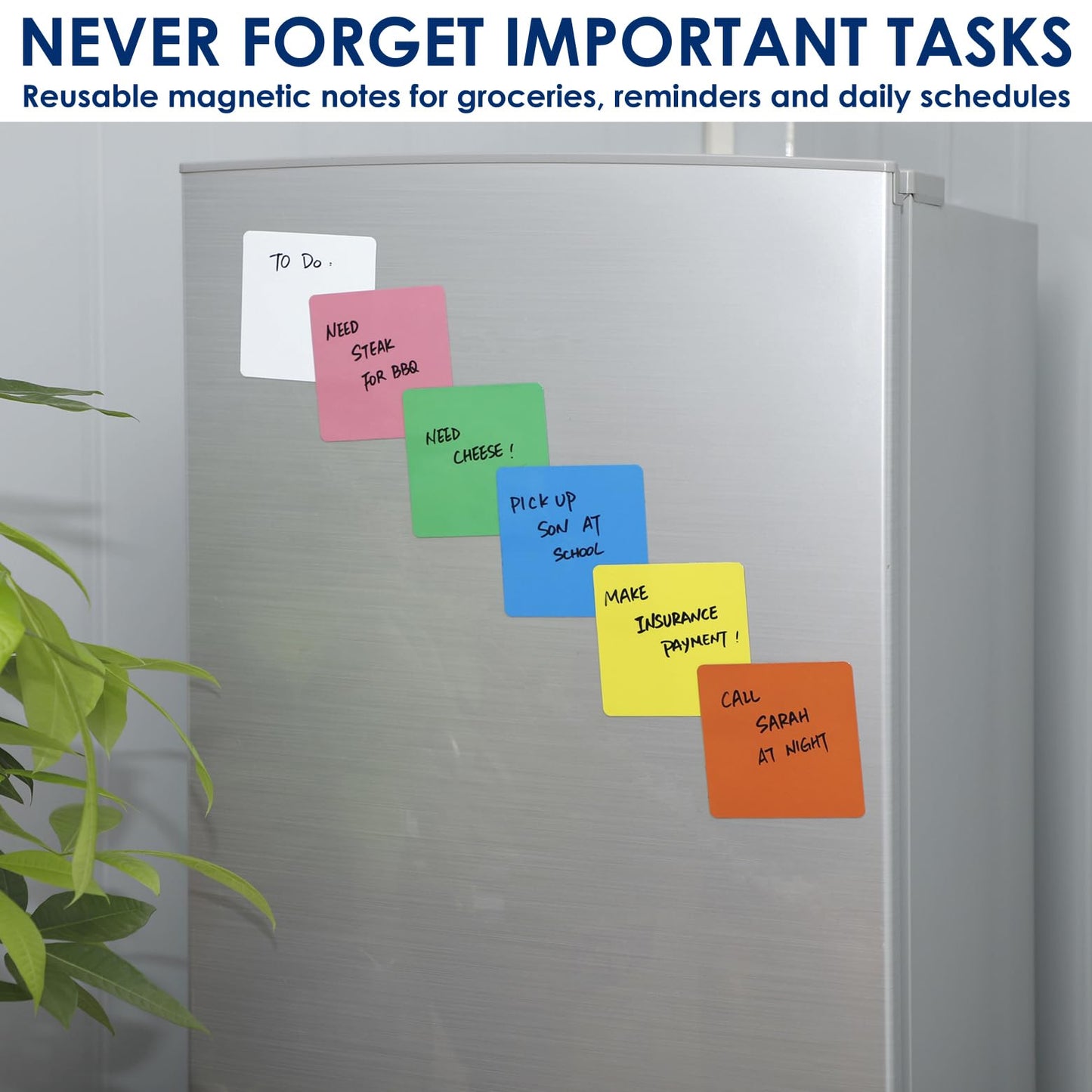 Dry Erase Magnets Set - 24 Pack 4x4 in - Magnetic Notes for Whiteboard and Fridge - Write On Magnet Sheets Reusable White Board Labels - Writable Magnetized Dry Wipe Strips for Home and Office