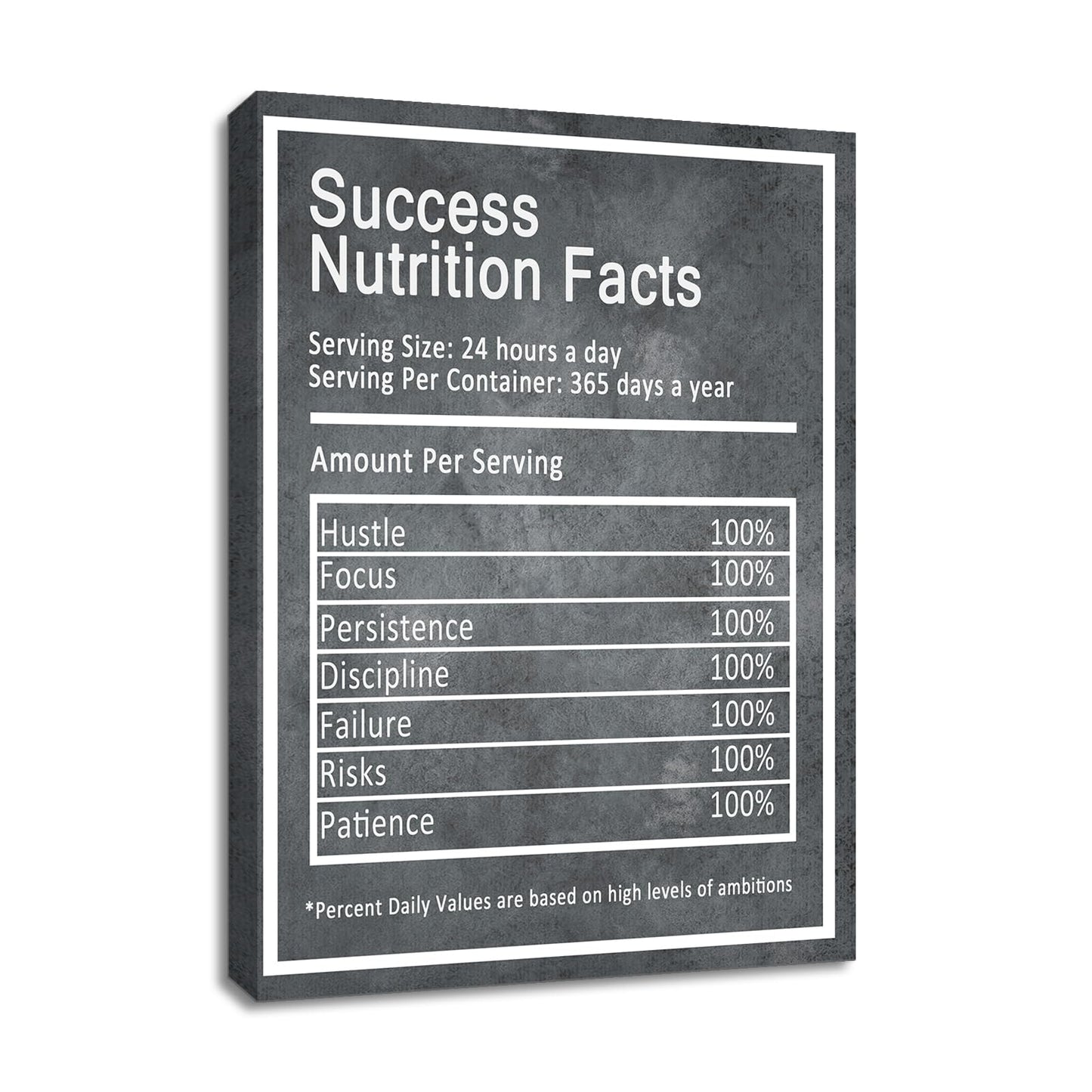 YSPCSUN Inspirational Wall Art for Office Decor Success Nutrition Facts Canvas Prints Framed Motivational Posters Positive Affirmations Artwork for Gym Men Bedroom Living Room 24x18 Inch