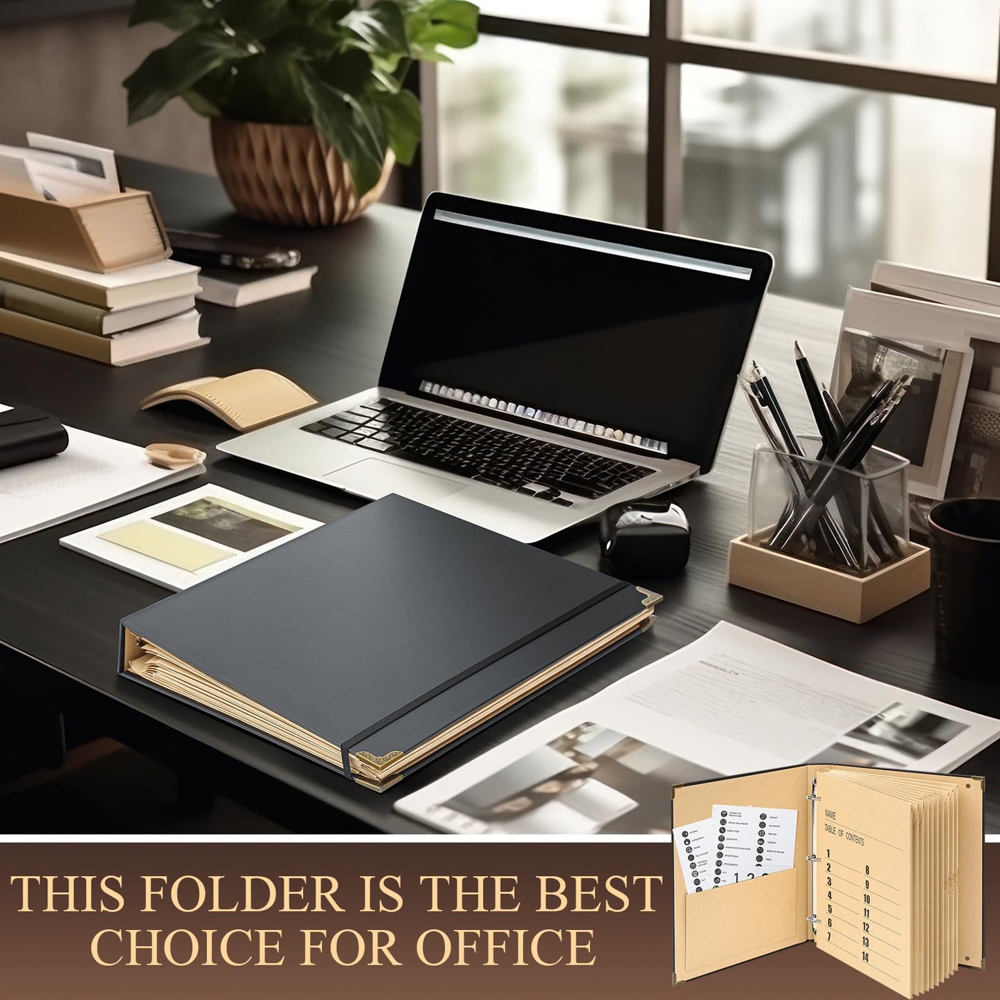 Marspark 3 Rings in Case I Die Binder Important Document Organizer with Labels, Life Pockets Organizer Expanding File Folder for Family Papers, Letters, Birth Certificates, Photos, Passports(Black)