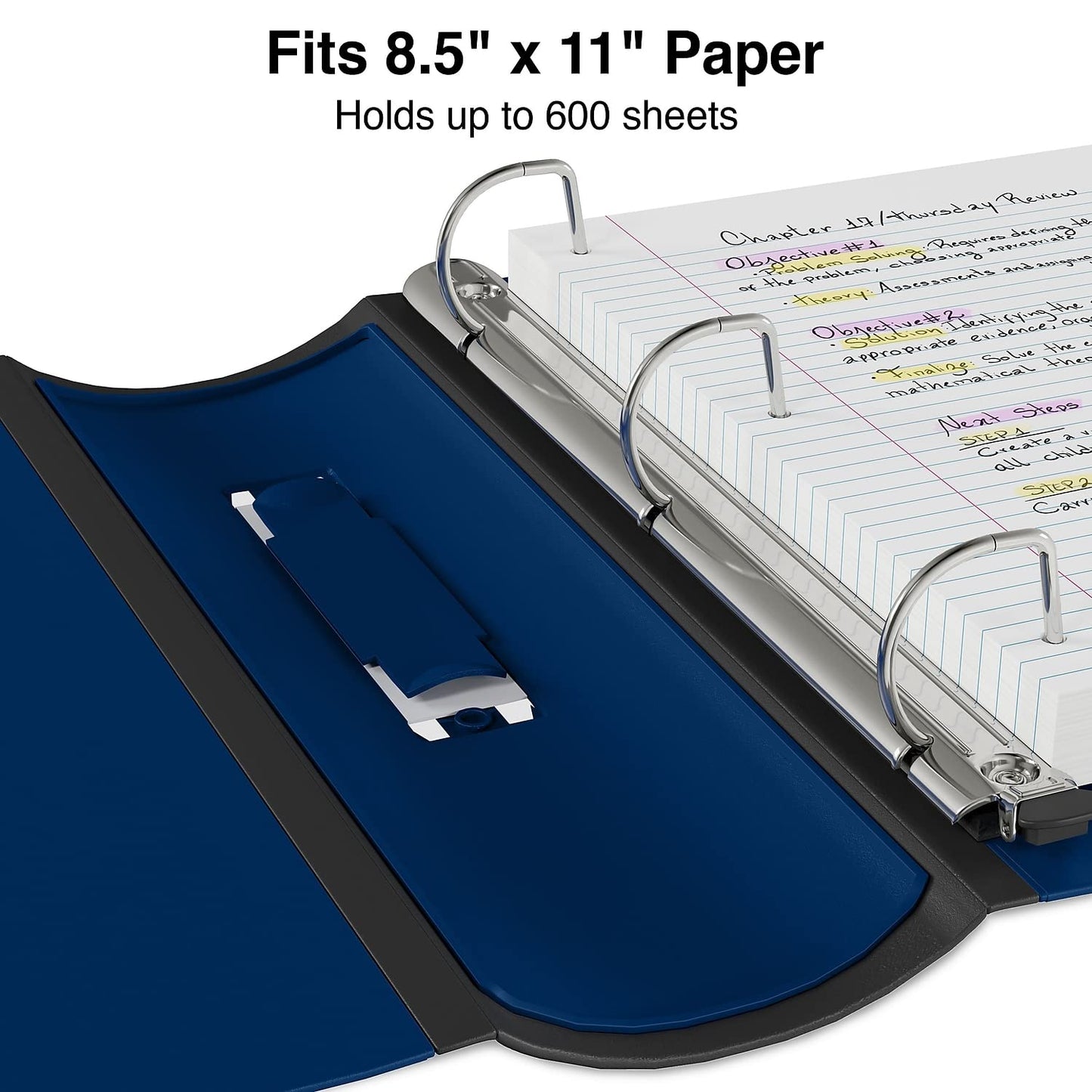 Staples Better Binder, 3" D‑Ring 3‑Ring Binder, Blue, Reinforced Rubber Spine, Heavy‑Duty Design, Holds up to 600 Sheets for School & Office