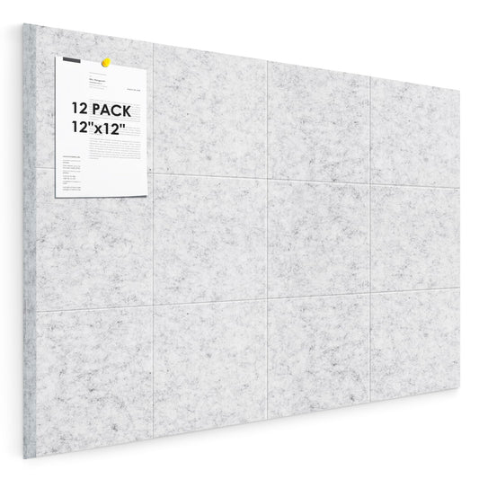 Large Cork Board for Walls 48"x36" |Cork Board Alternative| 12 Pack Felt Wall Tiles| Light Gray Bulletin Board with Removable Adhesive | Cork Boards Pinboard for Office Home Classroom，Light Gray