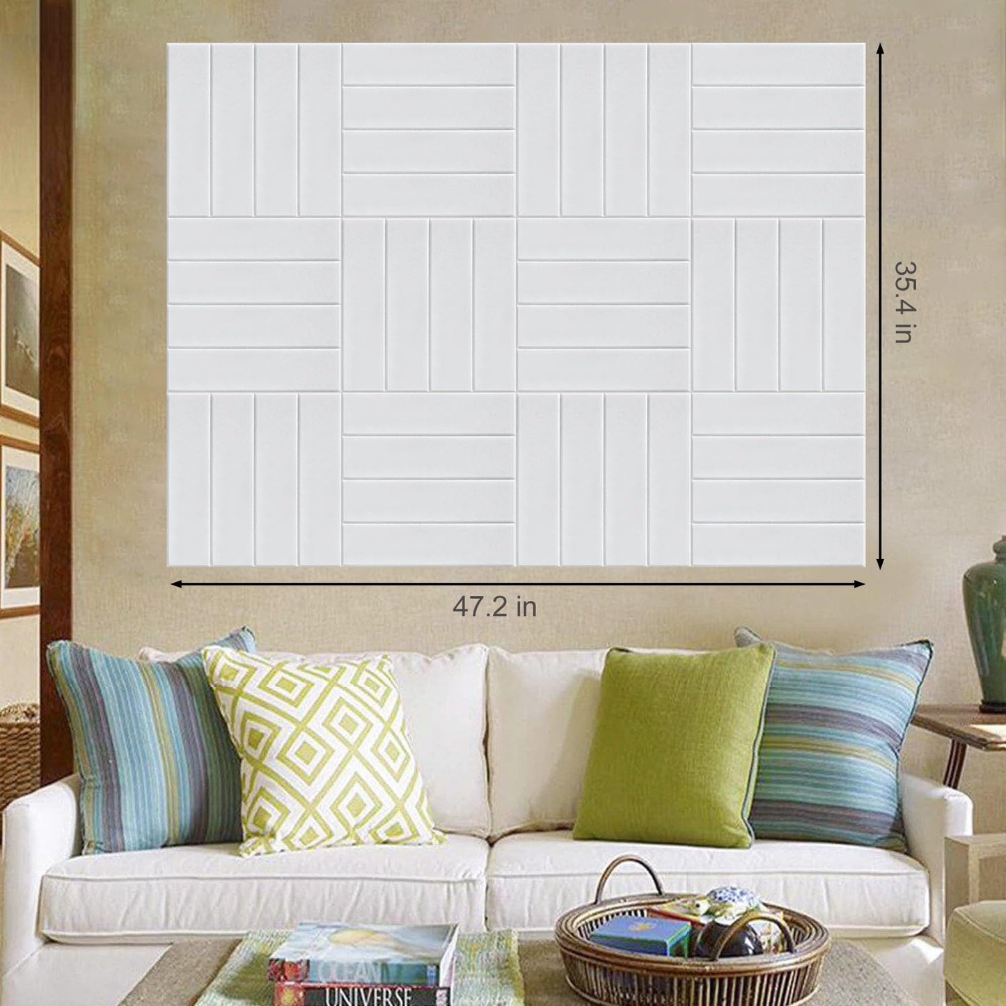 Large Cork Board Alternative 48" X 36" Bulletin Board - 12 Pack Removable Felt Wall Tiles, Cork Wall Tiles Bulletin Board Home Office Essentials - Warm White