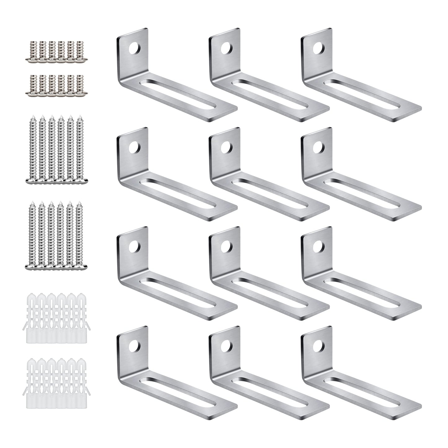 30 Set White Board Mounting Hardware,Whiteboard Hanging Brackets, White Board Installation Kit Includes Hanger Supports, Screws and Expansion Tube for Hanging Whiteboard Office Supplies (38*16*12mm)