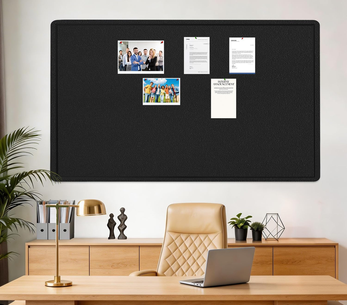 Large Bulletin Board - 72 X 48 inches Cork Board with 30 Pushpin, 6' x 4' Felt Cork Board Notice Pin Board, Self-Adhesive Vision Board Mood Board Foldable Photo Board for Wall (Black)