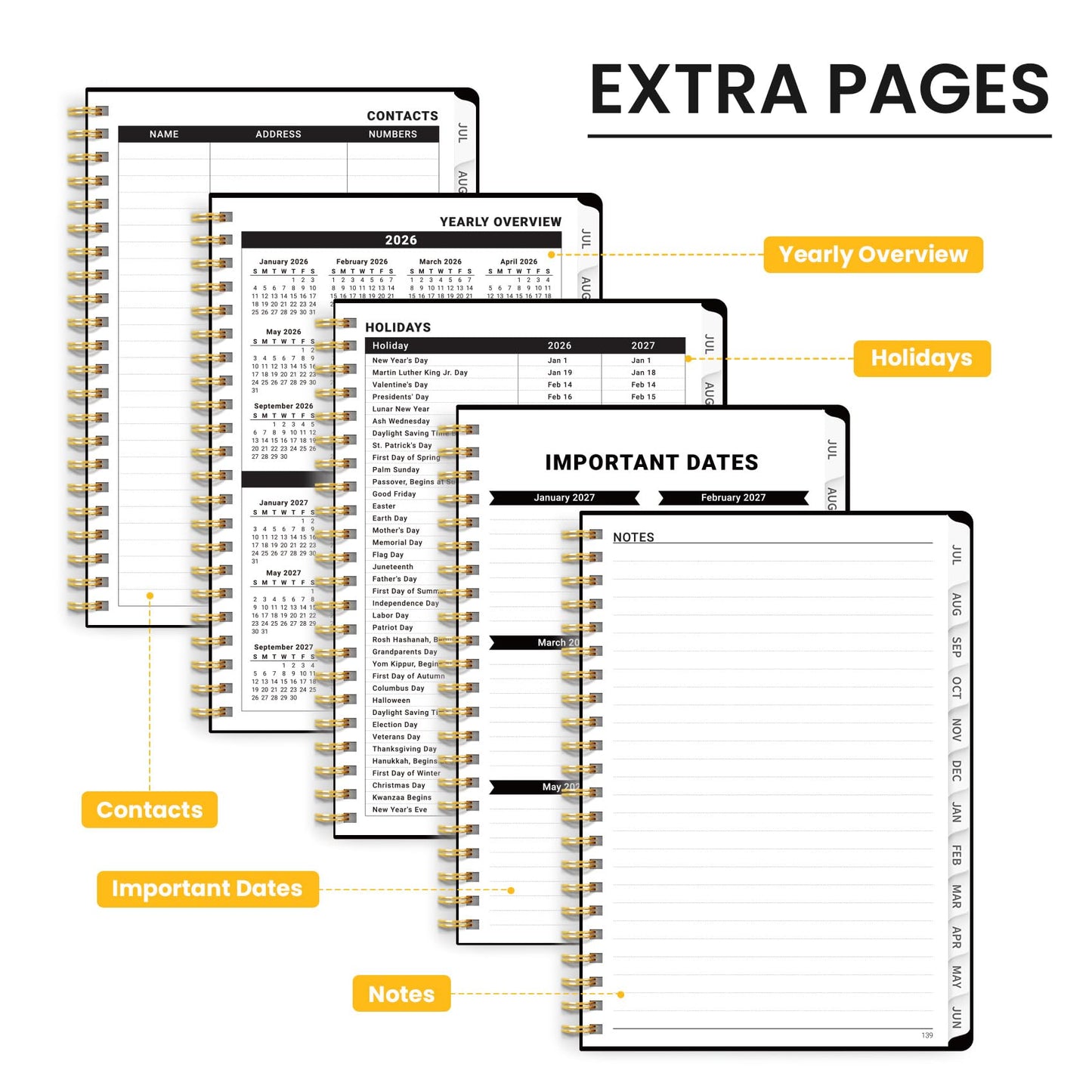 Academic Planner 2026-2027, Monthly and Weekly Calendar Planner, July 2026 - June 2027, Pretty Hardcover Teacher Student Planning Agenda Book with Tabs, Fit for School Office Supplies, 6.3" x 8.5", Nocturne Sunflowers