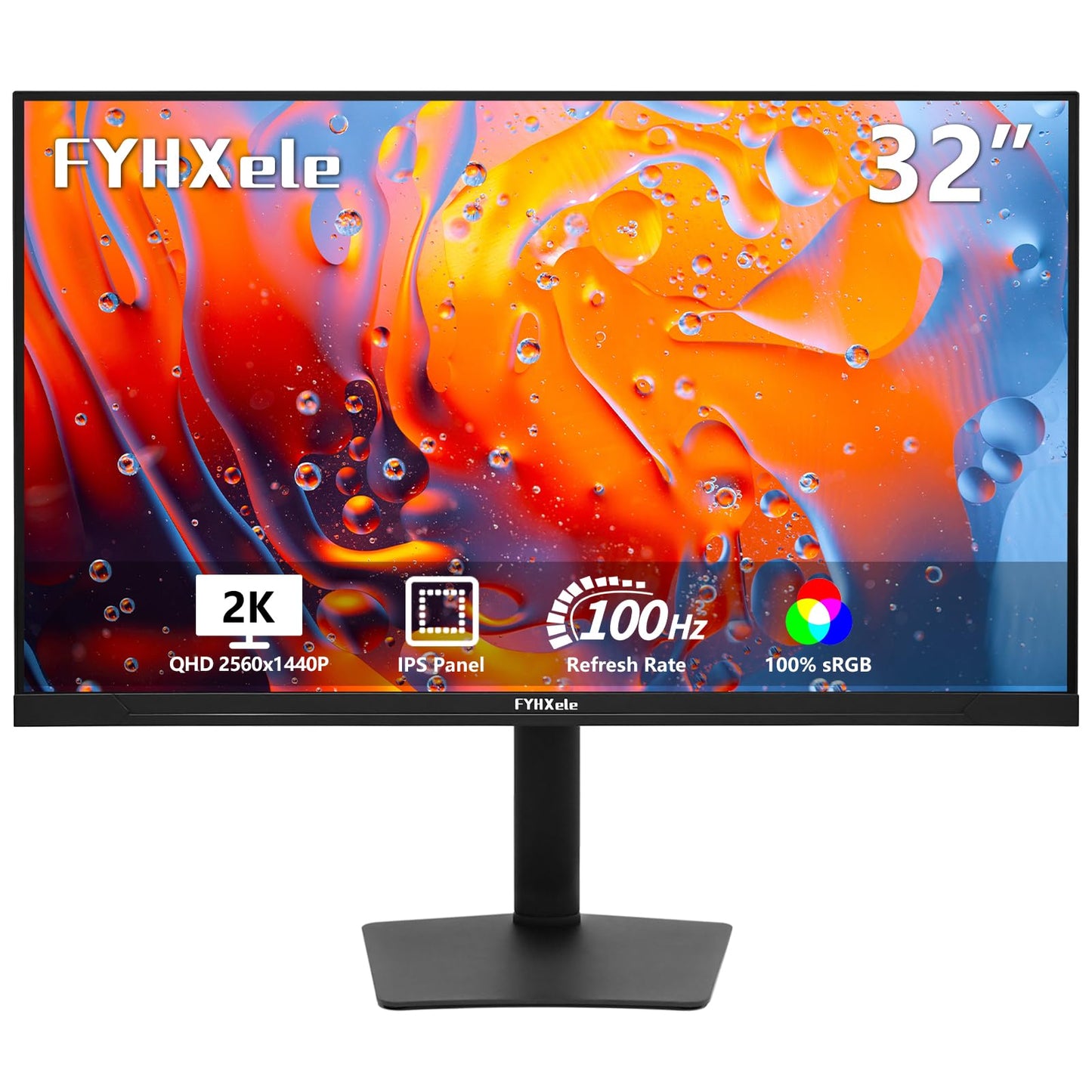 FYHXele 32 Inch Large Touchscreen Monitor QHD 1440P 100Hz,USB-C, HDMI, Displayport,Height/Swivel/Tilt/Rotating Adjustable Stand, IPS Multi-Touch PC Monitor for mall, Office, Gaming
