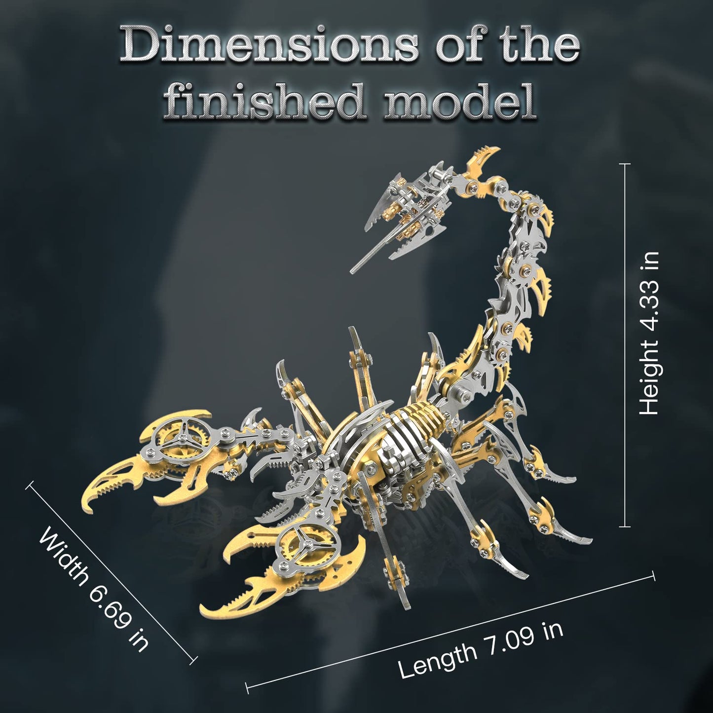 Metalkitor Scorpion 3D Metal Puzzles Kits for Adults Teens – 454 Pcs – Mechanical Assembly Models – 4 Hours to Build – Ideal for Gifts and Decorations (Golden)