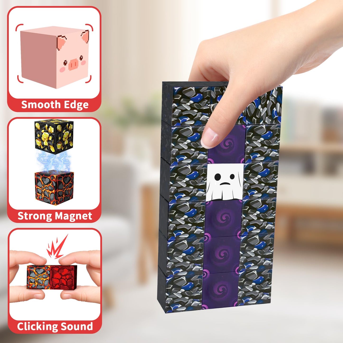Intoypad 300PCS Magnetic Blocks for Kids, 0.8in Magnetic Building Block Toys for Boys Girls Age 3 4 5 6 7 8 9 10 Magnet Cubes Game Magnetic Tiles STEM Toys Christmas Birthday Gifts for Kids Toddlers