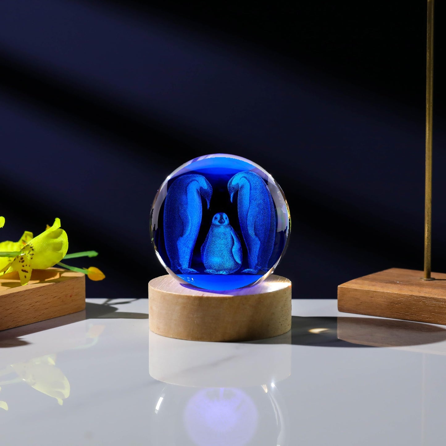 3D Penguin Gifts for Women - Crystals Ball 60mm - Glass Animals Figurine Penguin Decor Stuff for Anniversary, Birthday, Best Friend, Lovers Keepsake Paperweight