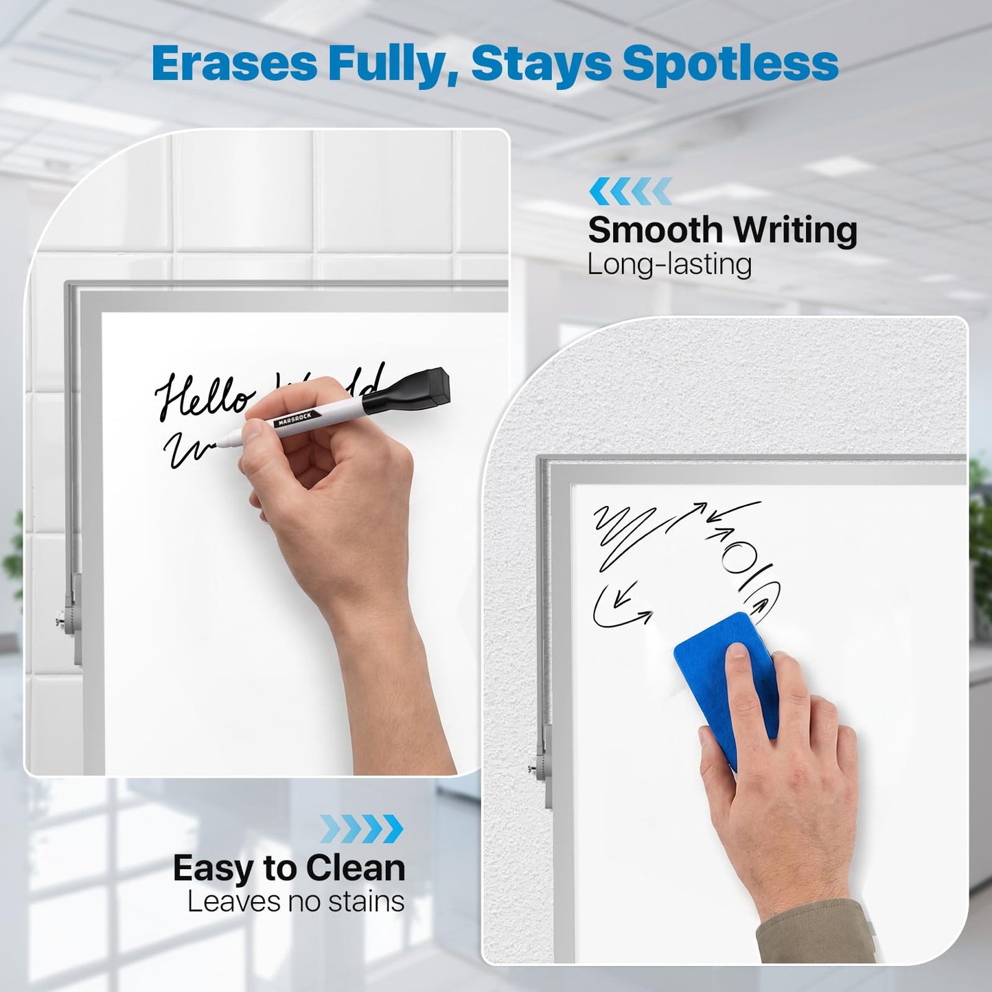 Marsrock Dry Erase White Board with Stand,Double-Sided Weekly Whiteboard 16"x12", 10 Markers, 6 Magnets, 1 Eraser, Portable Desktop Whiteboard for Planning,Weekly Schedule Board for School for Home