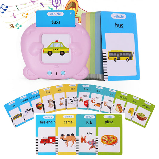 Talking Flash Cards for Toddler 1 2 3 4 5, Pocket Speec, Talking Learning Flash Cards Educational Toys Sensory Toys Gift for Boys and Girls (510 Sight Words-Bear Pink)