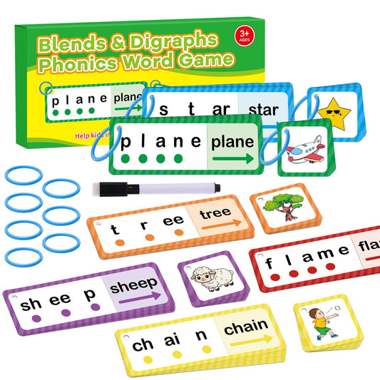 LilLaufy Phonics Games Flash Cards for Kids, Sight Word Spelling Games, Digraphs and Blends flashcards, Speech Therapy Toys for Toddlers, Learn to Read, Preschool Kindergarten Learning Activities