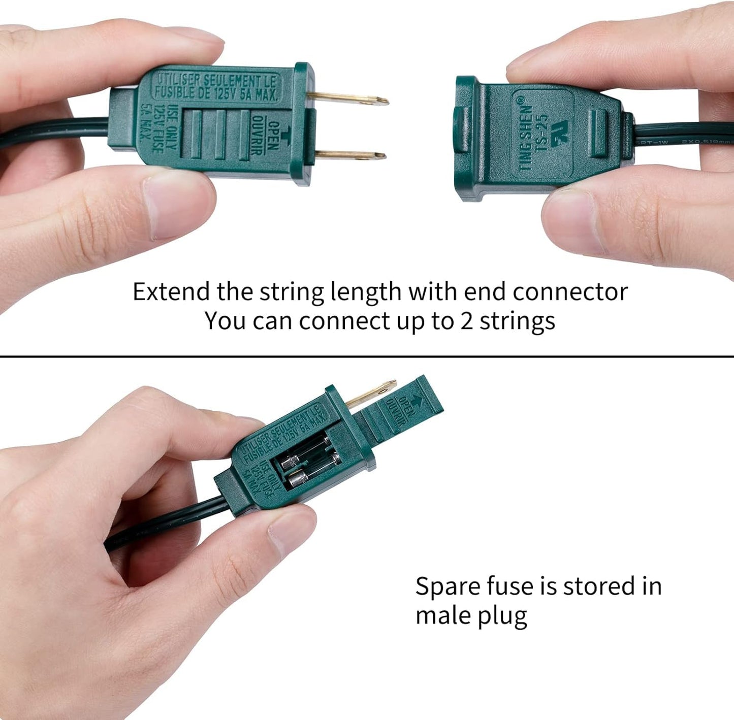 Minetom C9 Clear Christmas String Lights, 50FT 50 Bulbs, Green Wire, Model GYPI-O507BU