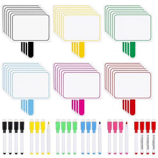 Henoyso 48 Pcs Dry Erase Answer Paddle with Markers Handheld Double Sided Paddles Colorful Flip Answer Dry Erase Paddles White Boards for Students Kids Score Boards Teacher (Rectangle Classic)