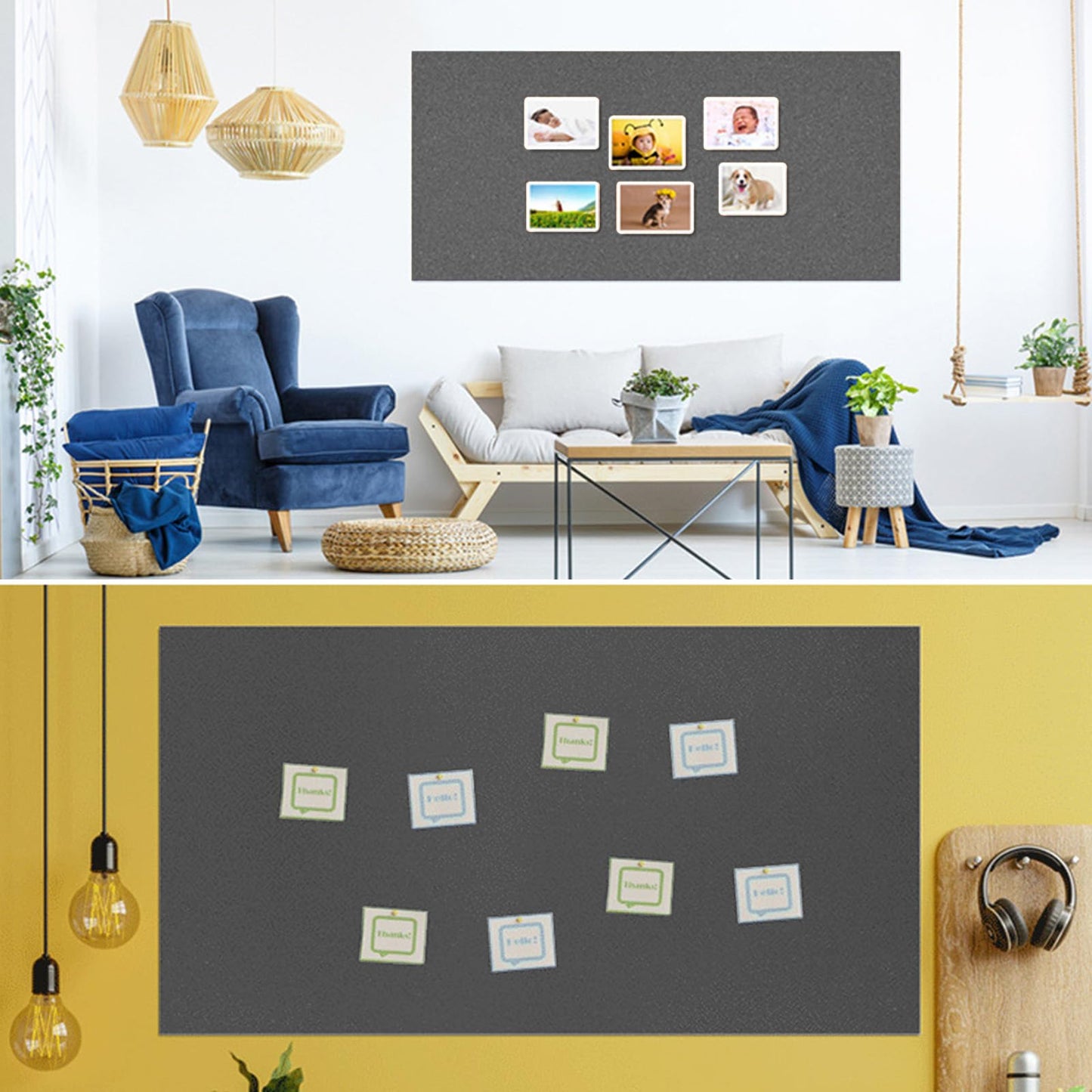 96"x48" Cork Board Roll with Linen Gray - 1/4" Thick 4'x8' Frameless Natural Corkboard for Walls Dartboard Pictures Photo Vision Prayer, ZHIDIAN Large Bulletin Board for Home Office School