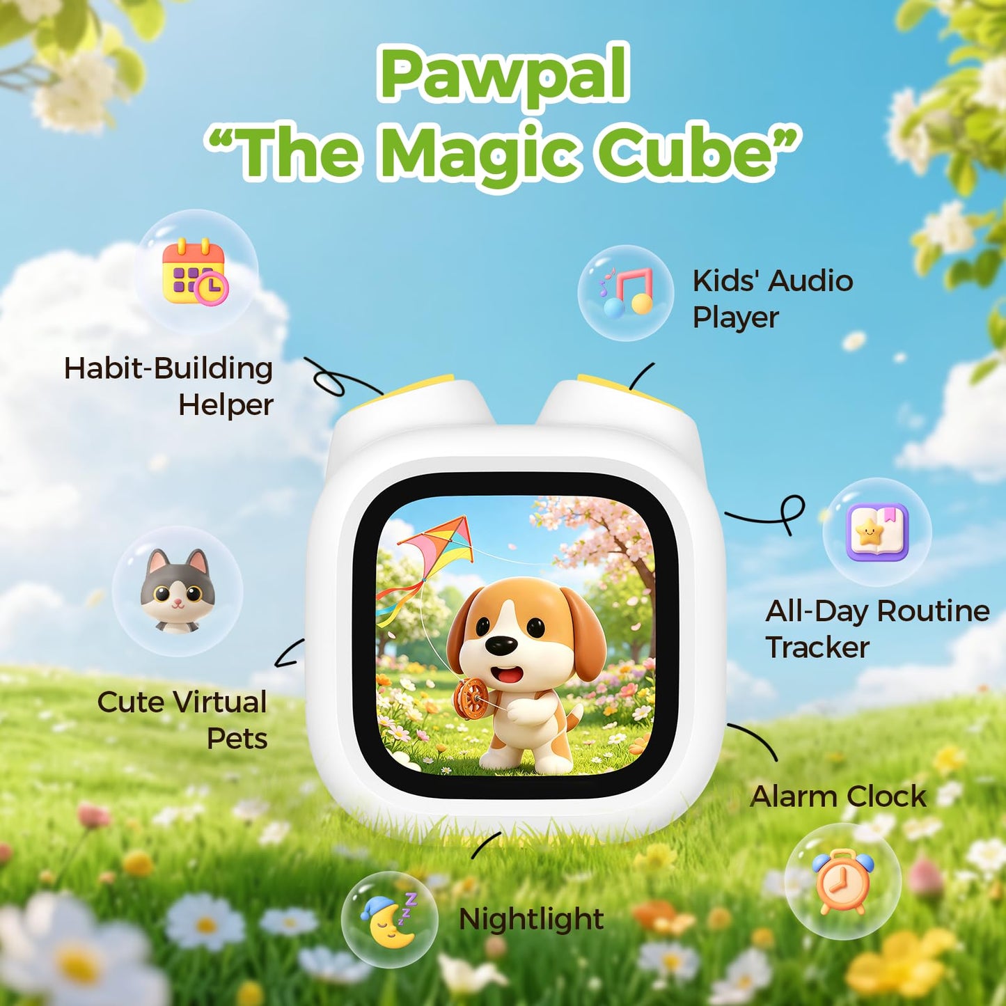 Pawpal Alarm Clock for Kids & Toddlers - Kids Alarm Clock with Stories, Music, Podcast, Schedule, Ok-to-Wake, Digital Pet, Nightlight, Parental Control, Message, Birthday Gifts for Girls Boys Ages 3+