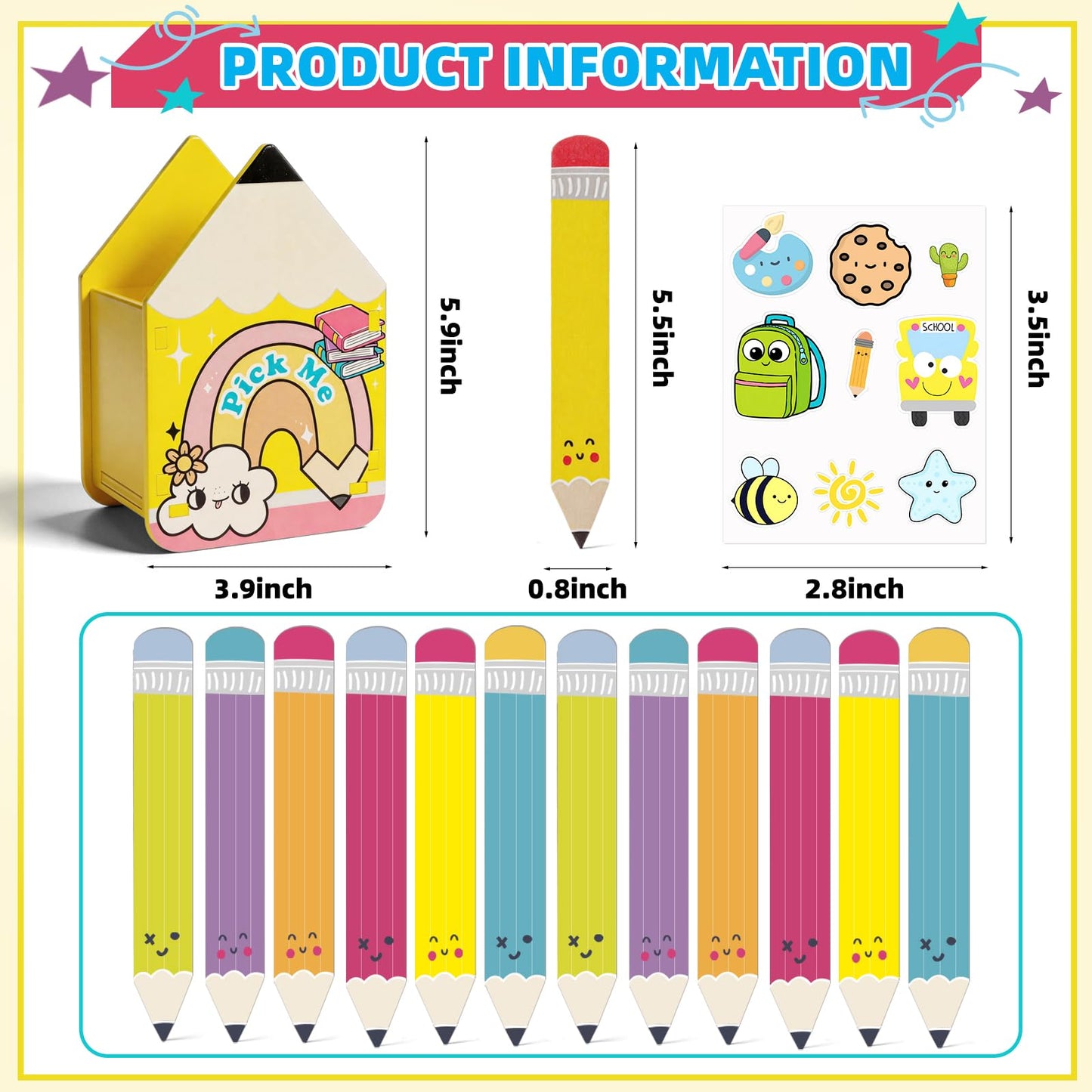 Flip Name Sticks with Wooden Pencil Box, 36Pcs Talking Sticks for Classroom Management Tools, Teacher Essentials Student Educational and Learning Activities Equity Sticks for Classroom Must Haves