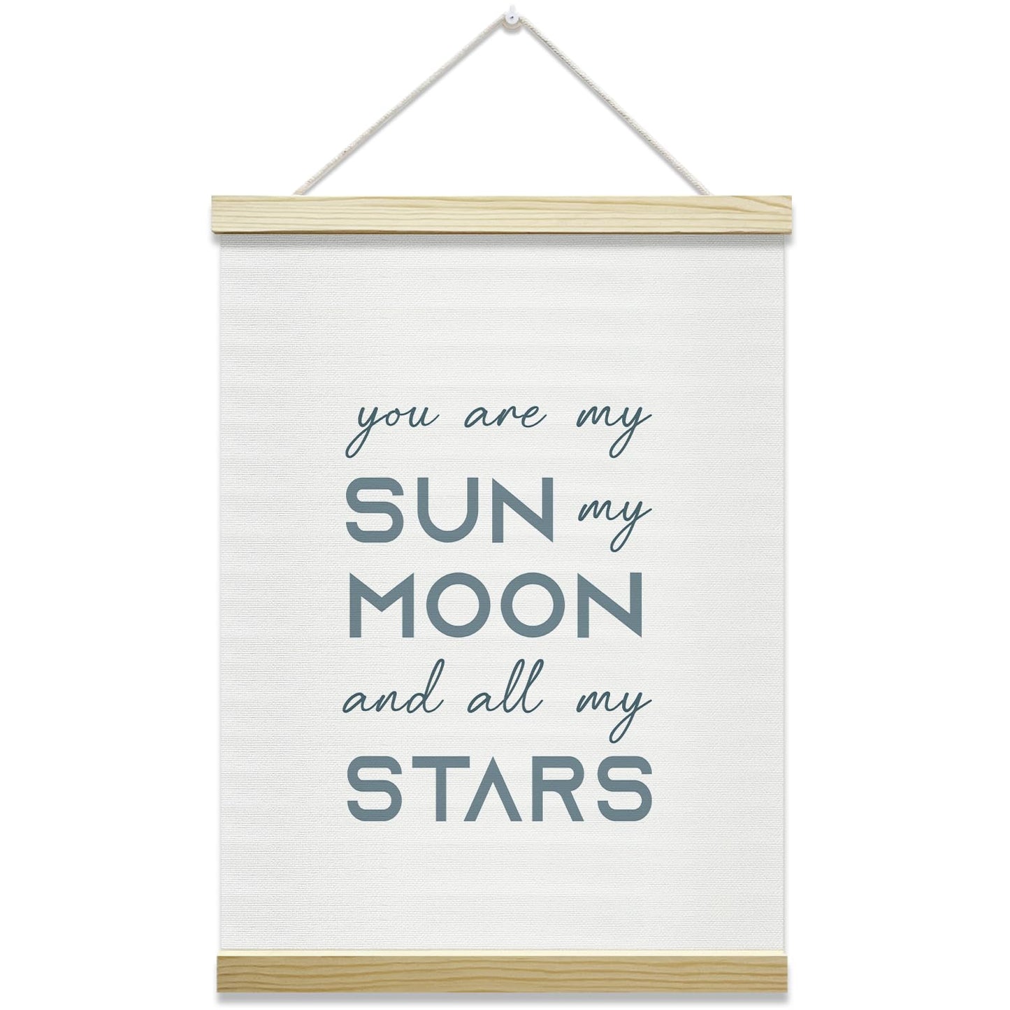 mermermu You are My Sun My Moon and All My Stars Poster Hanger Frame, Positive Posters Canvas Wall Art for Home Nursery Living Room Kids Bedroom Decor, 12x16 Inches -024
