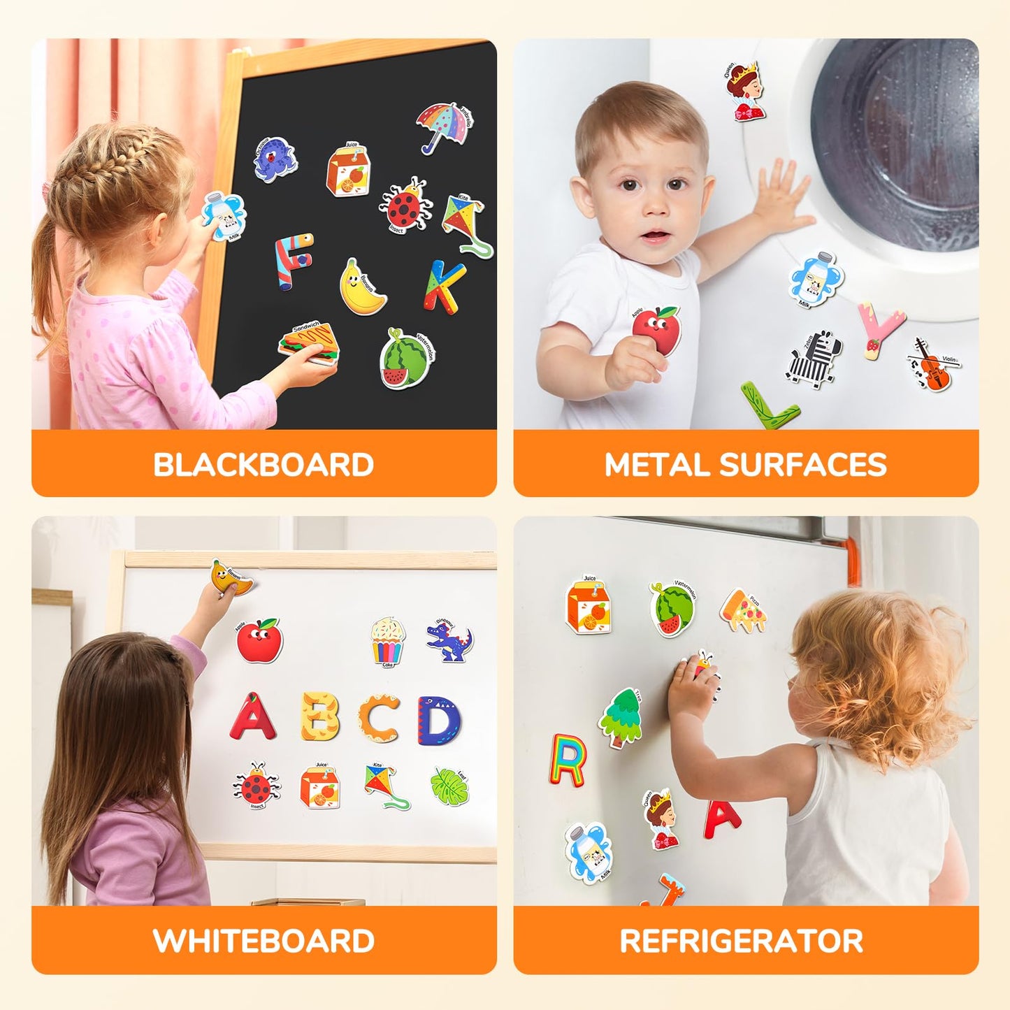JoyCat Fridge Magnets for Toddlers – 26 Cute Objects & Uppercase Letters, Large Refrigerator ABC Alphabet Magnets Set for Kids, Preschool Learning Spelling Alphabet Gift Toy for Ages 2+