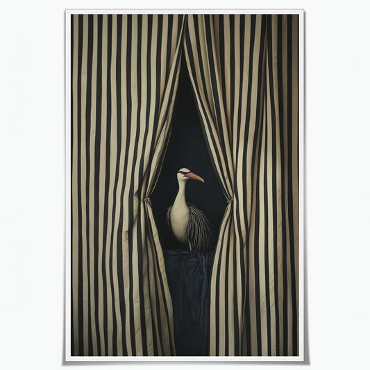 Modern Artwork Nursery Poster Bird Wall Art Cute Animal Picture Funny Animal Wall Art Elegant Bird Black and White Striped Picture Print 16x24 Inch Unframed Poster for Living Room Office Bedroom Dorm
