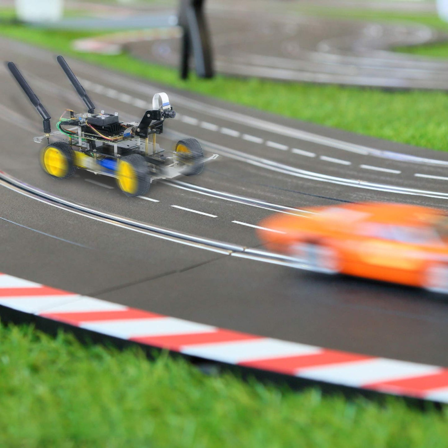 AI Racing Robot Kit Donkey Car Starter Kit Powered by Jetson Nano Deep Learning Self Driving Platform for Small Scale Cars Jetson Nano AI Smart Robot Car(Upgraded Version)