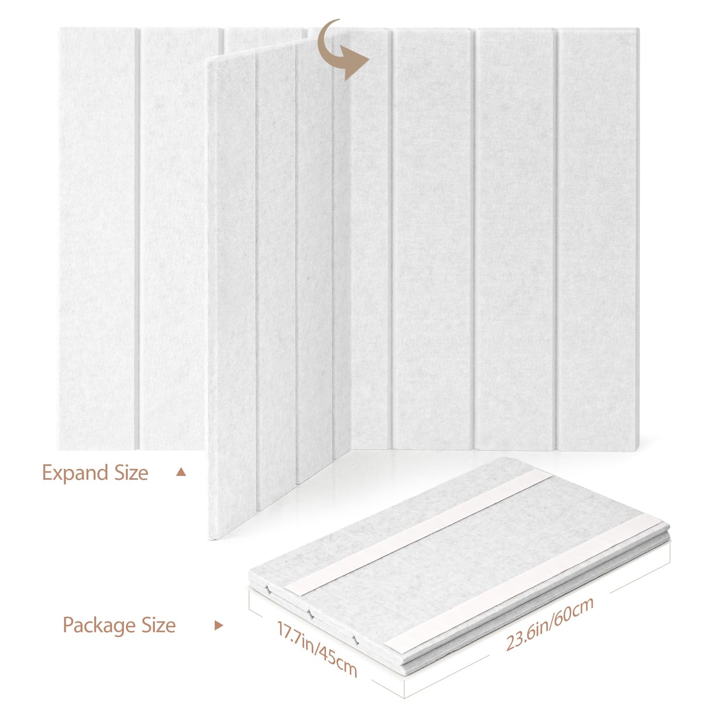 Lightomorrow Bulletin Board, 24 x 18 inches Felt Board Decorative Pin Board, 4' x 3' Cork Board Alternative for Wall, Foldable Photo Board with 20 Pushpins - White Stripes