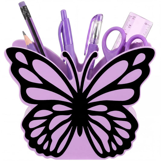 Tenceur Purple Butterfly Pen Holder for Desk Large Capacity Purple Pencil Holder School Supplies Desk Organizer Cute Butterfly Office Decor Makeup Brush Holders Back to School Gift for Girl Women