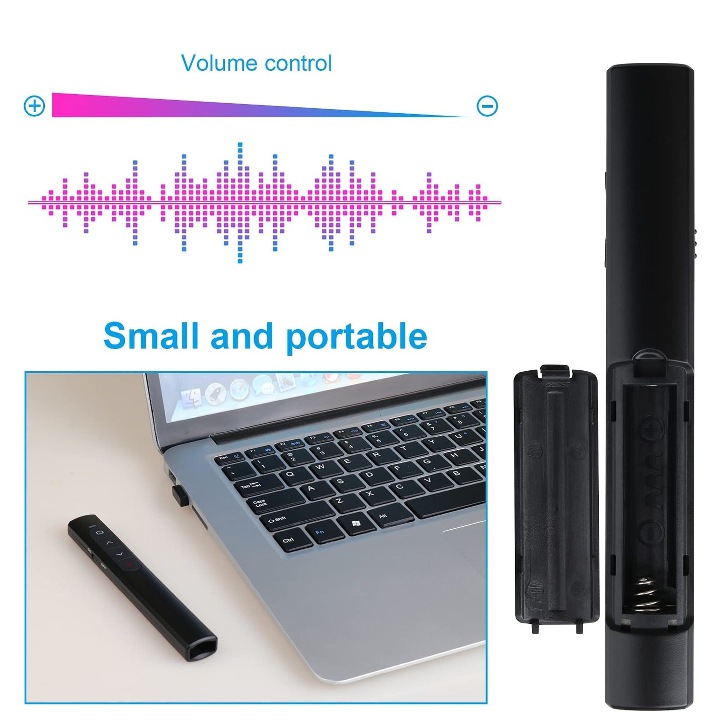 (2 Units) Wireless Presenter Remote, Presentation Clicker with Hyperlink & Volume Remote Control PowerPoint Office Presentation Clicker for Keynote/PPT/Mac/PC/Laptop