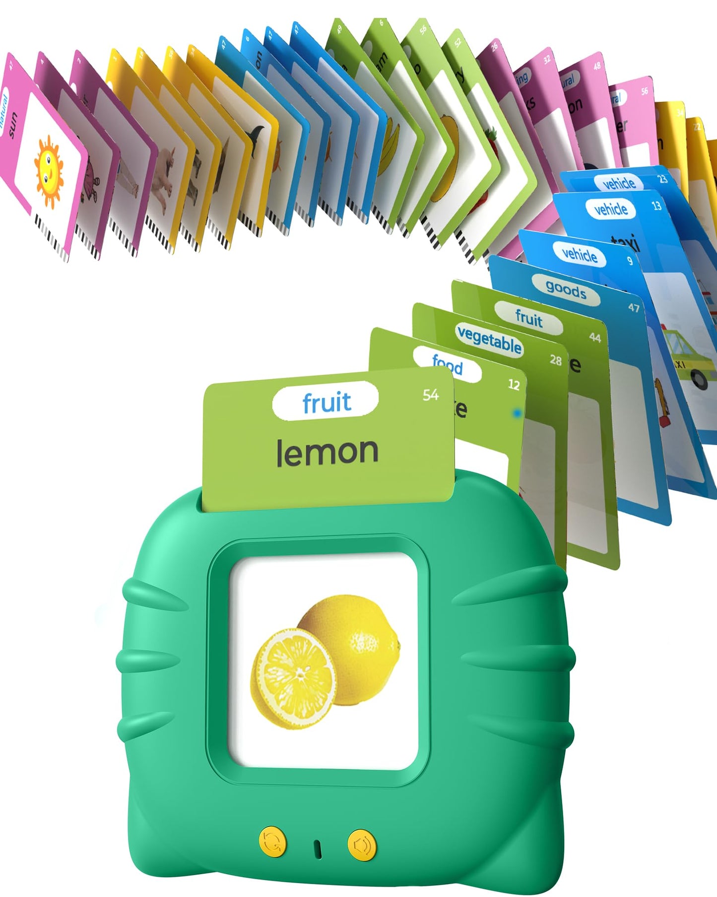 Talking Flash Cards for Toddlers 1 2 3 4 Year Olds, Montessori Language Learning with 224 Words, Pocket Speech Therapy Playthings, Children's Sensory Educational Device, Green