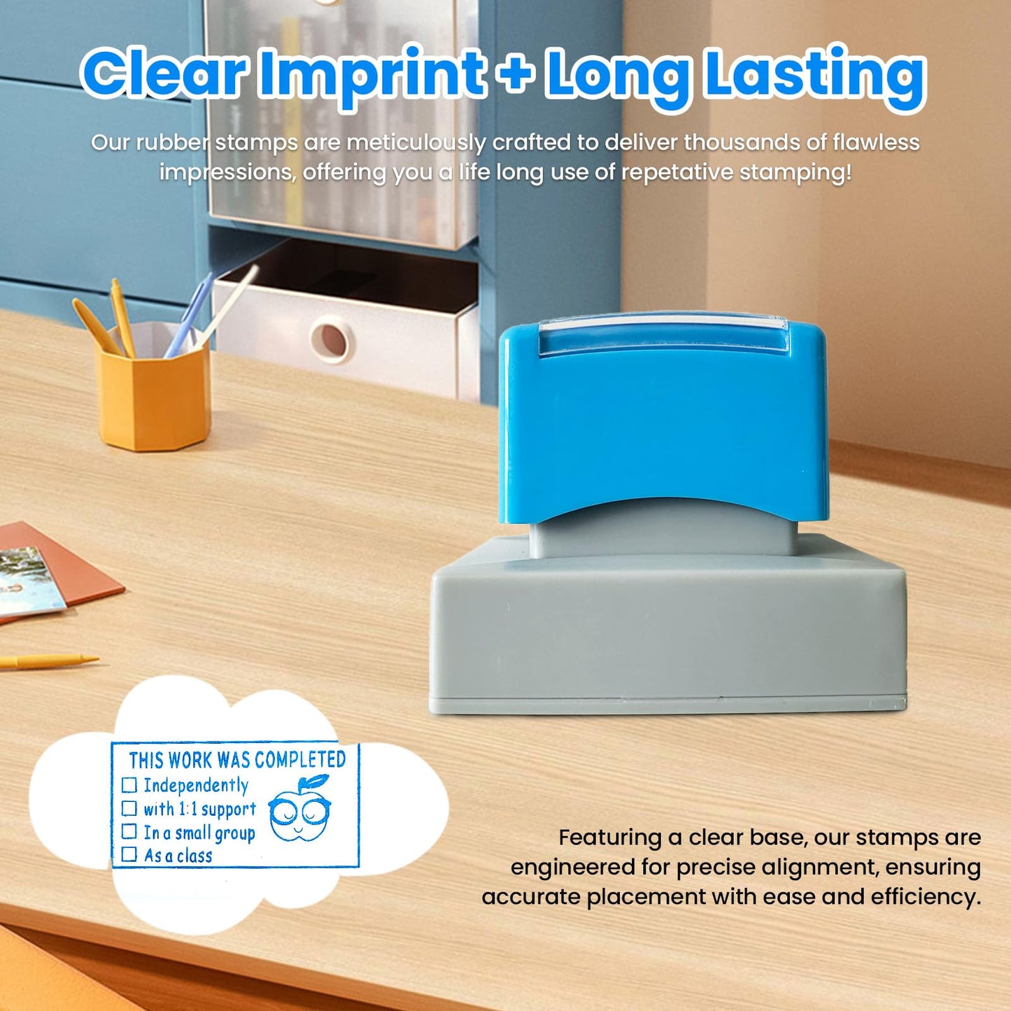 Special Accommodations Self Inking Stamp for Teachers SPED Modifications Rubber Teacher Stamp First Day of School Back to School Teacher Must Haves Dormitory Supplies This Work was Completed (Blue)