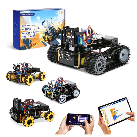 Robotics for Kids Ages 12-16, ACEBOTT 4 in 1 Smart Robot Kit with 3MP Camera + Tank Car, STEM Toys Coding Kit Compatible with Arduino & Scratch, App & Remote Control, for Kids & Teens