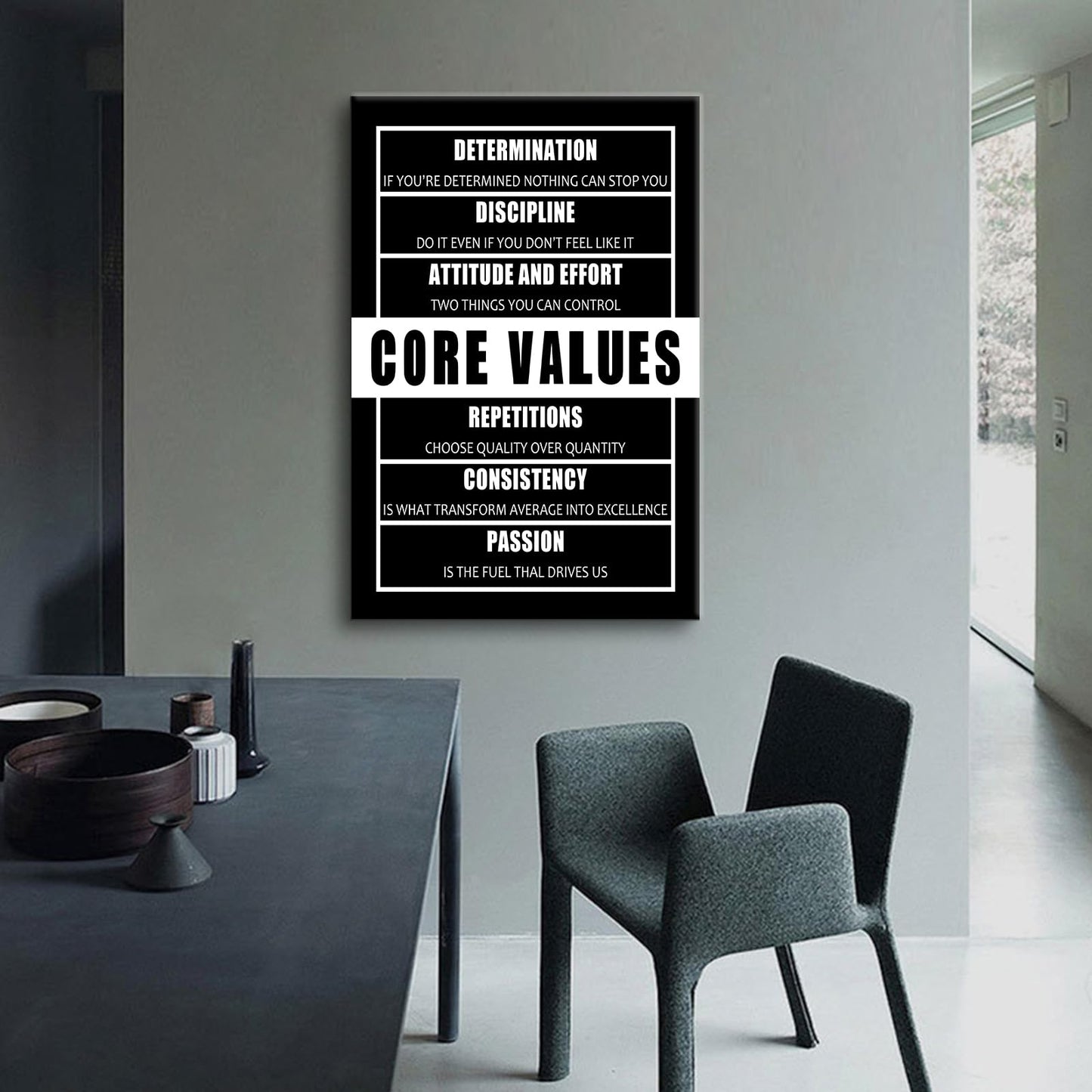 Inspirational Entrepreneur Quotes Core Values Motivational Wall Art Poster Print on Canvas Modern Positive Theme Picture Artwork for Living Room Office Gym School Stretched and Framed [24''Wx36''H]