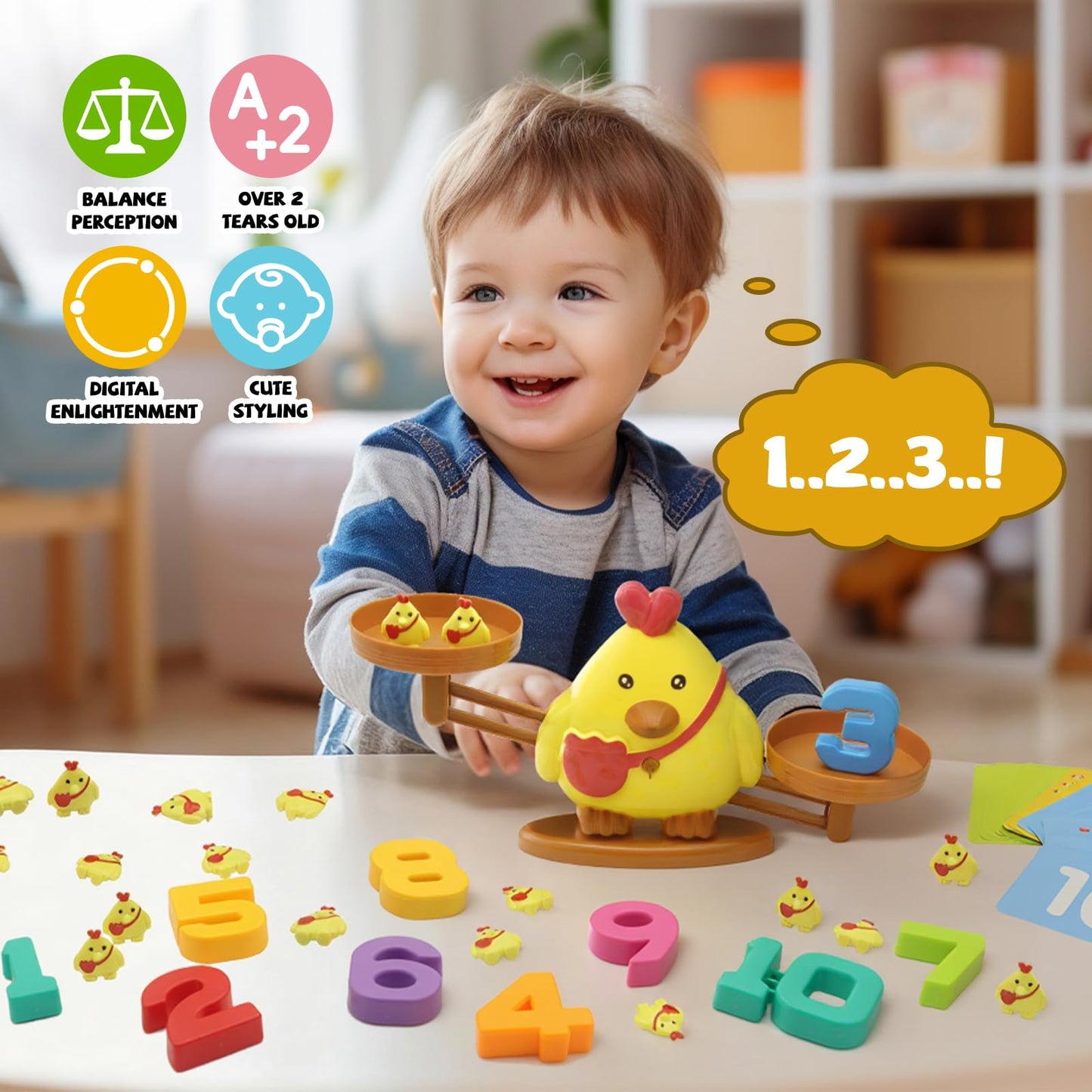 Snugzy Chicken Balance Counting Toys, Number Counting Scale Games for Kids Cool Math Learning Games for Boys and Girls Preschool Kindergarten Learning STEM Montessori Educational Toys for 3+