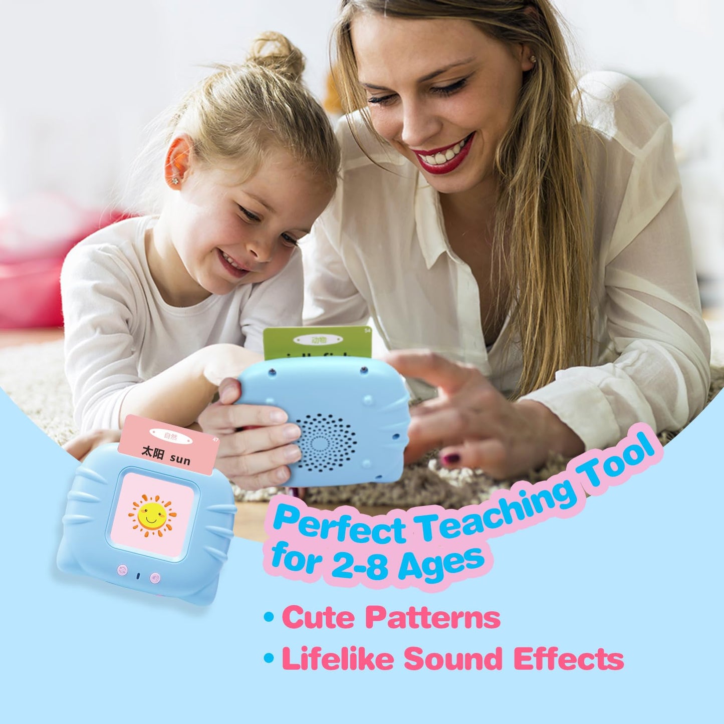 TimingSXD Chinese & English Bilingual Talking Flash Cards for Toddler/Beginning - Learning Educational Toy to Learn Chinese/English,Talking Flash Cards for Ages 2+