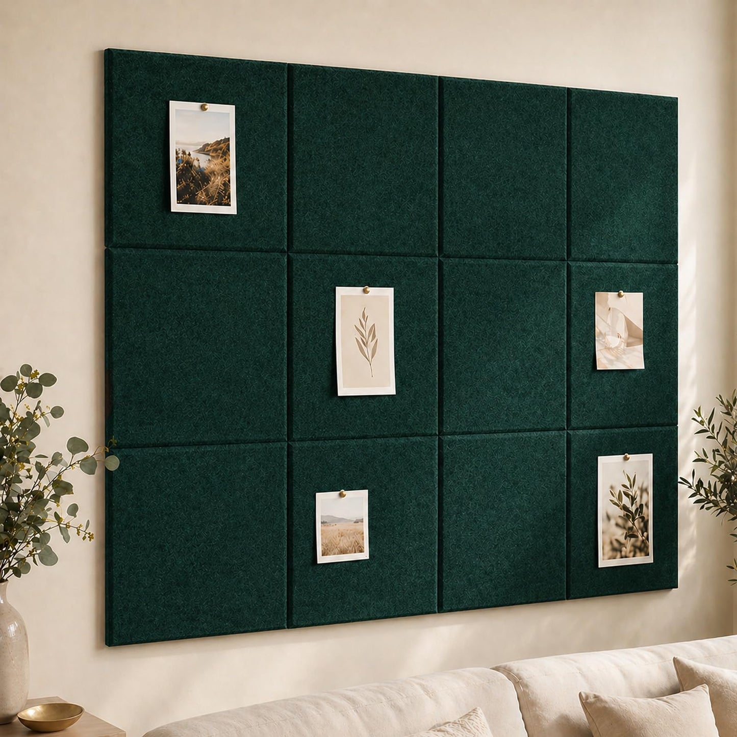 Baysola Felt Bulletin Board Panels 48 x 36 Inch Self Adhesive Wall Tiles Cork Board Alternative for Office Classroom Photos Notes 12 Pack