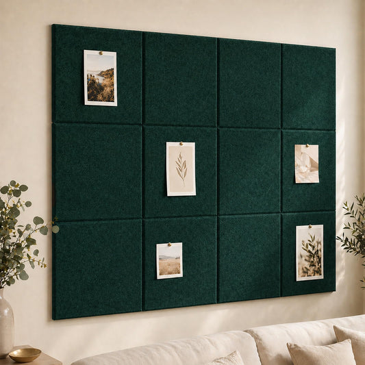 Baysola Felt Bulletin Board Panels 48 x 36 Inch Self Adhesive Wall Tiles Cork Board Alternative for Office Classroom Photos Notes 12 Pack