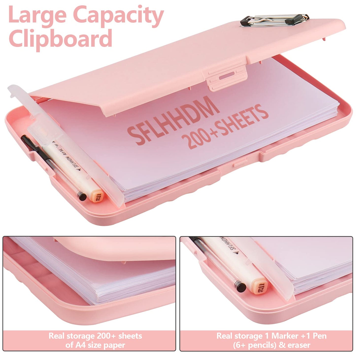SFLHHDM Plastic Clipboard with Storage, High Capacity Clip Boards 8.5x11 with Storage, Heavy Duty Nursing Clipboard Folder, Cute Clipboards, Letter A4 Size Clipboards with Storage for Teachers, Nurse