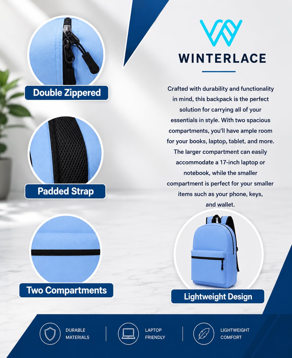Winterlace 24 Pack Backpack, Bulk 17 inch Lightweight Outdoor Travel Gym Corporate Events Bag (Assorted)
