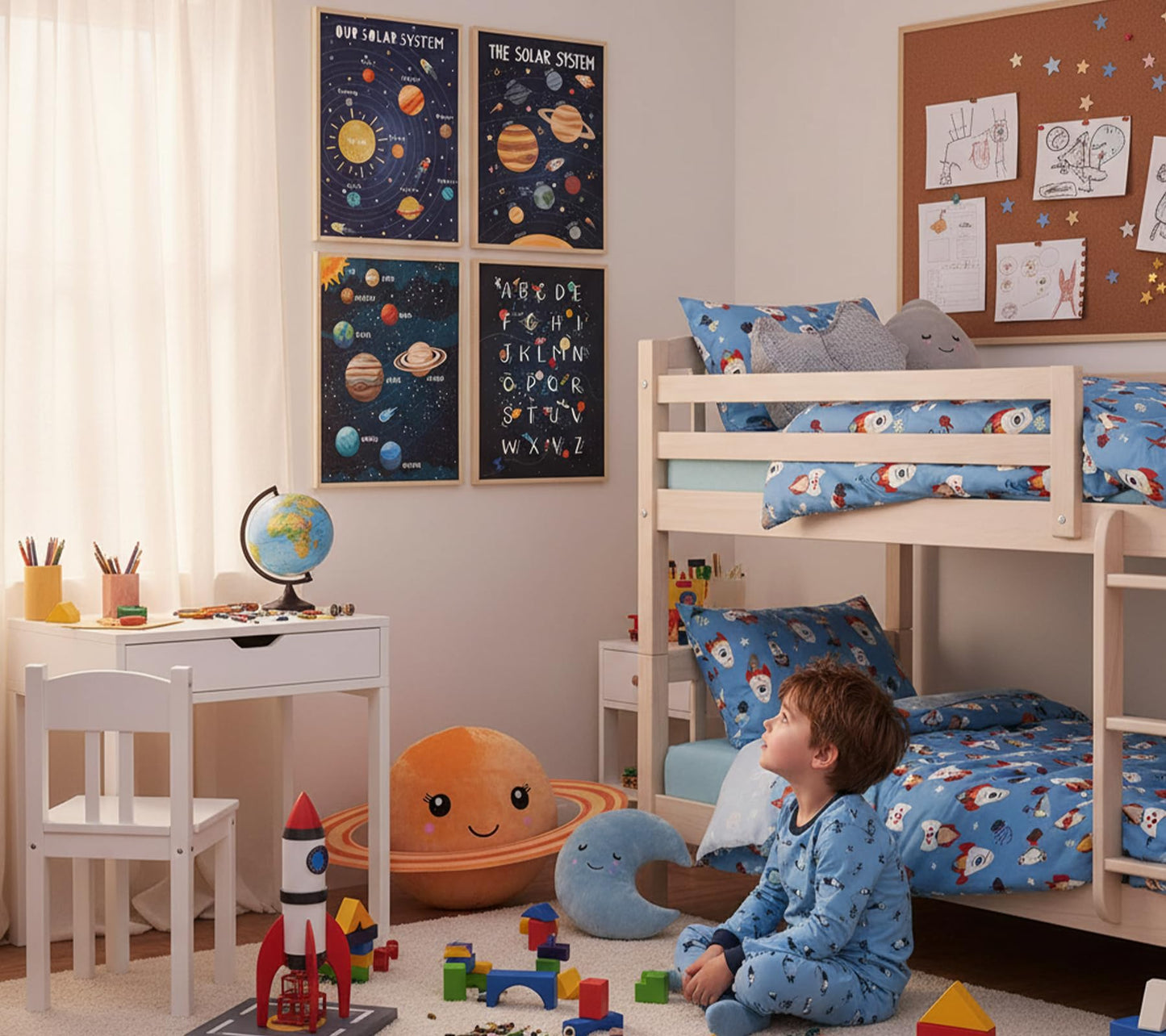 4Pcs Space Nursery Canvas Wall Art, Preschool Education Painting Picture Wall Decor, Solar System Poster Print Artworks for Classrooms, Nurseries, Children's Rooms, Playrooms, Home Decoration 12x16in
