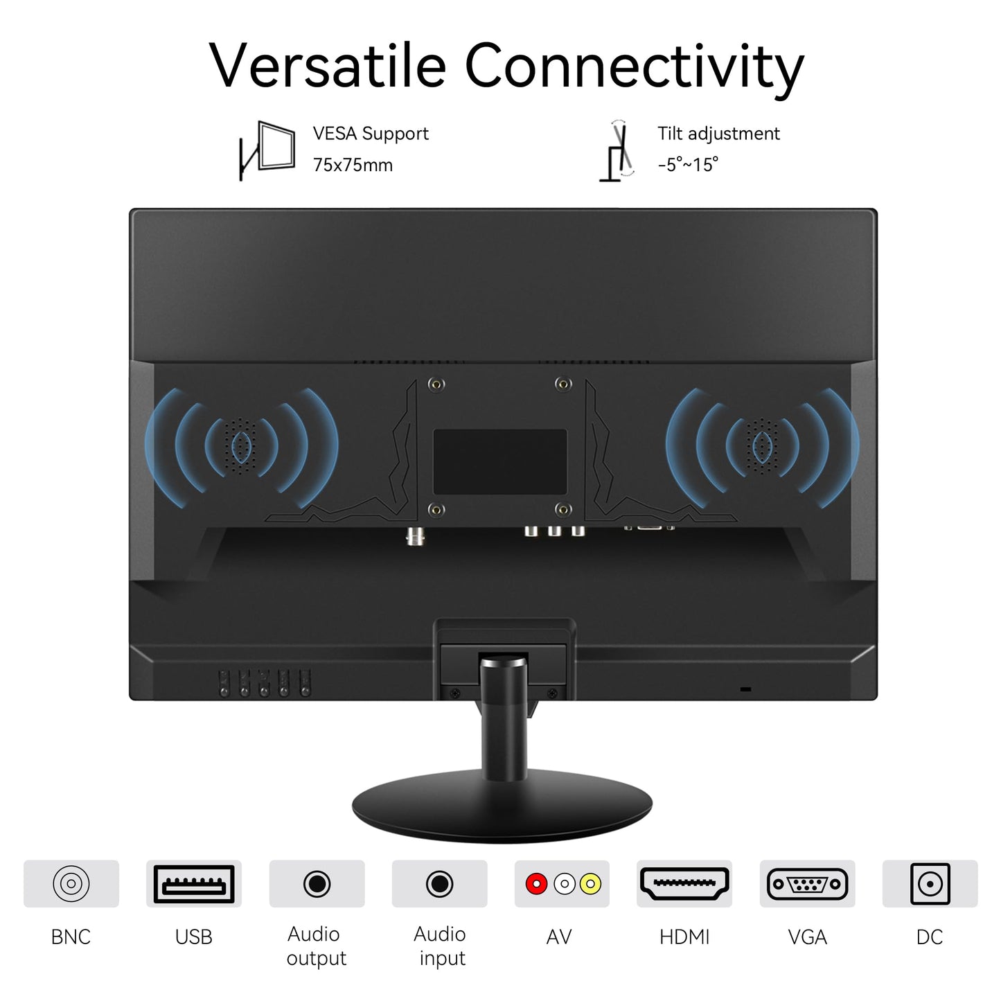 Thinlerain 19 inch Computer Monitor 1440x900 PC Monitor with HDMI VGA AV BNC USB Ports, 60Hz, 5Ms, VESA, Display Build-in Speakers for Office Home