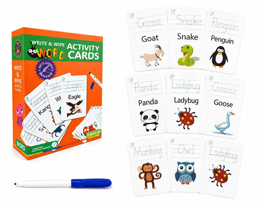 Write & Wipe Activity Cards for Kids, Reusable Tracing Flash Cards, Preschool Handwriting Practice Set, Letter Number Math Learning Activities Ages 3-6 (Sight Words)