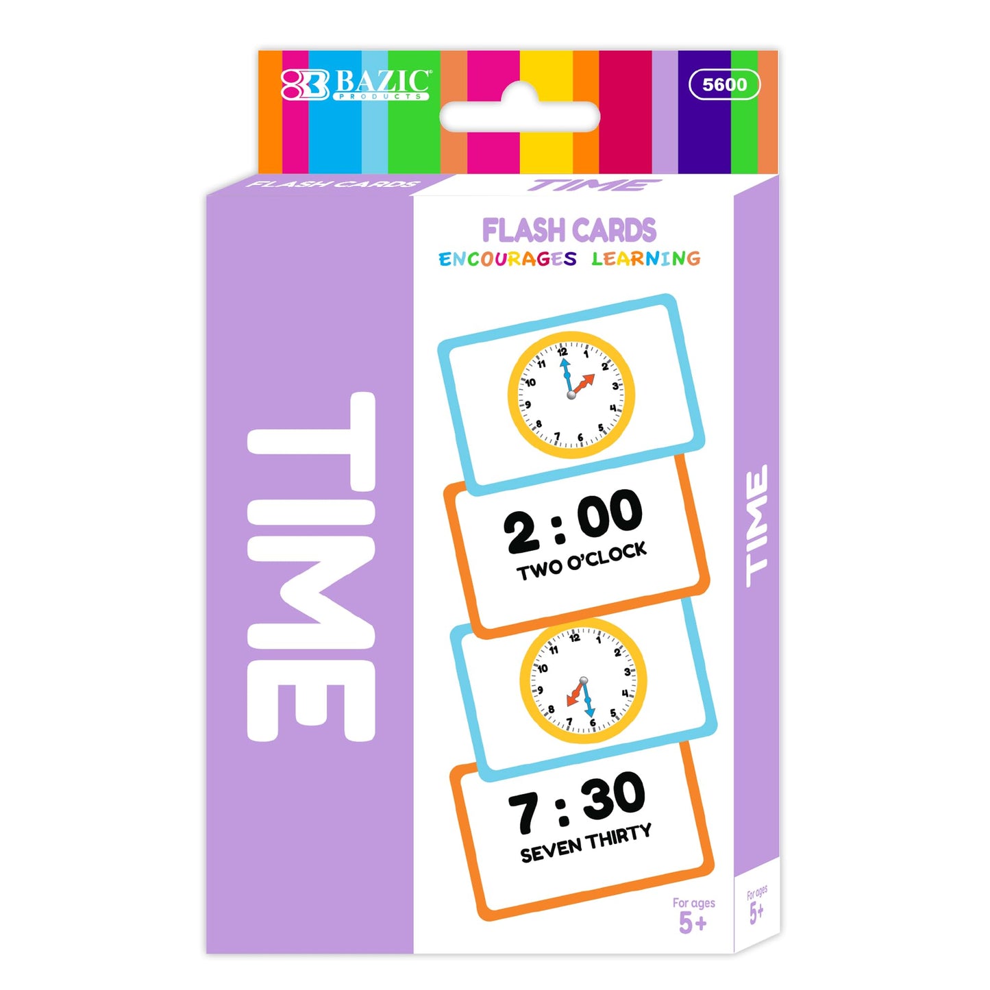 BAZIC Products Telling Time Flash Cards Learn to Read Time, Read Clocks Numerals & Analog, Interactive Learning Flashcards Kindergarten School Home (36/Pack), 72-Pack
