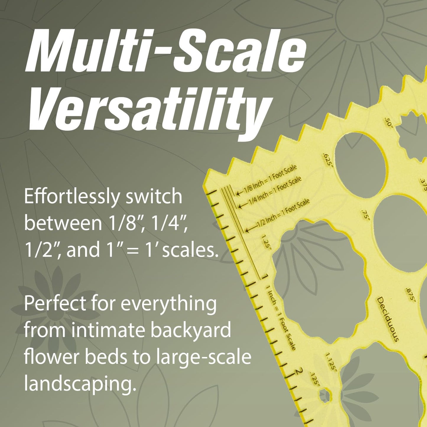 Garden Tutor Multiscale Garden & Landscape Design Templates 2 Precision-Cut Translucent Yellow Architectural & Drafting Tools for Garden, Yard & Landscape Design