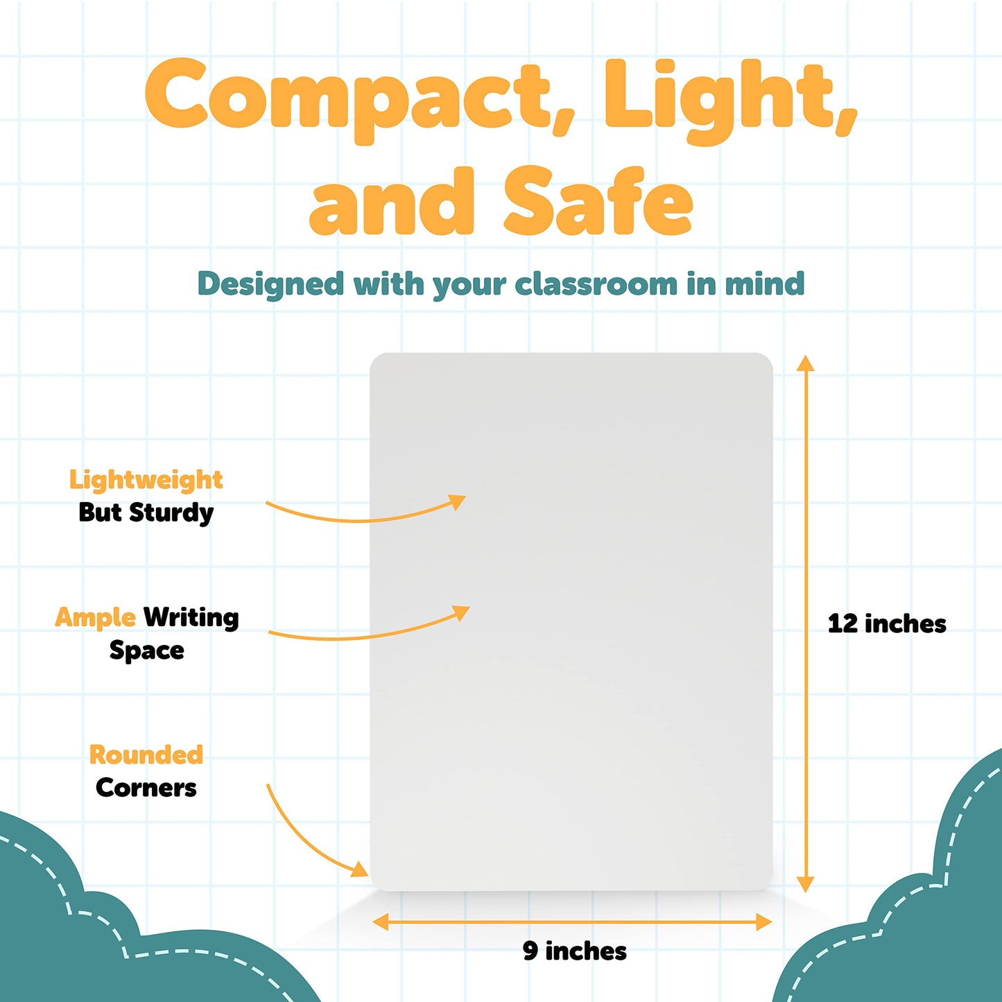 Dry Erase Lapboards - Pack of 25 Whiteboard Set - 9x12 - Student Single Sided - Improve Children's Classroom Learning with Reusable, Durable, Portable White Boards
