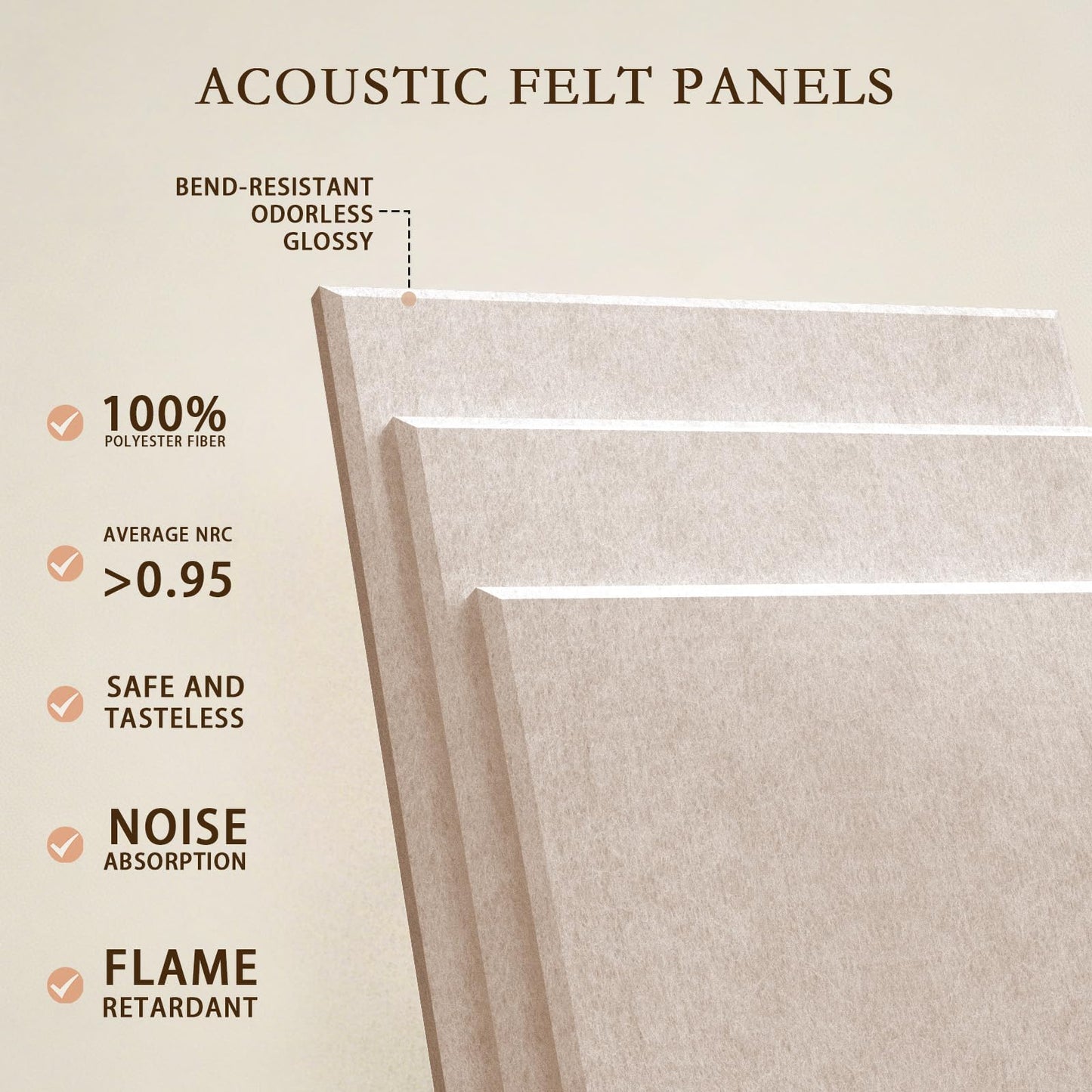 JBER Large Felt Bulletin Board 48"x36" - 12 Pack Felt Wall Tiles, Cork Board Alternative to Use in Office & Home Decor, Classroom Decor, Vision Board to Display Your Photos(Light Camel)